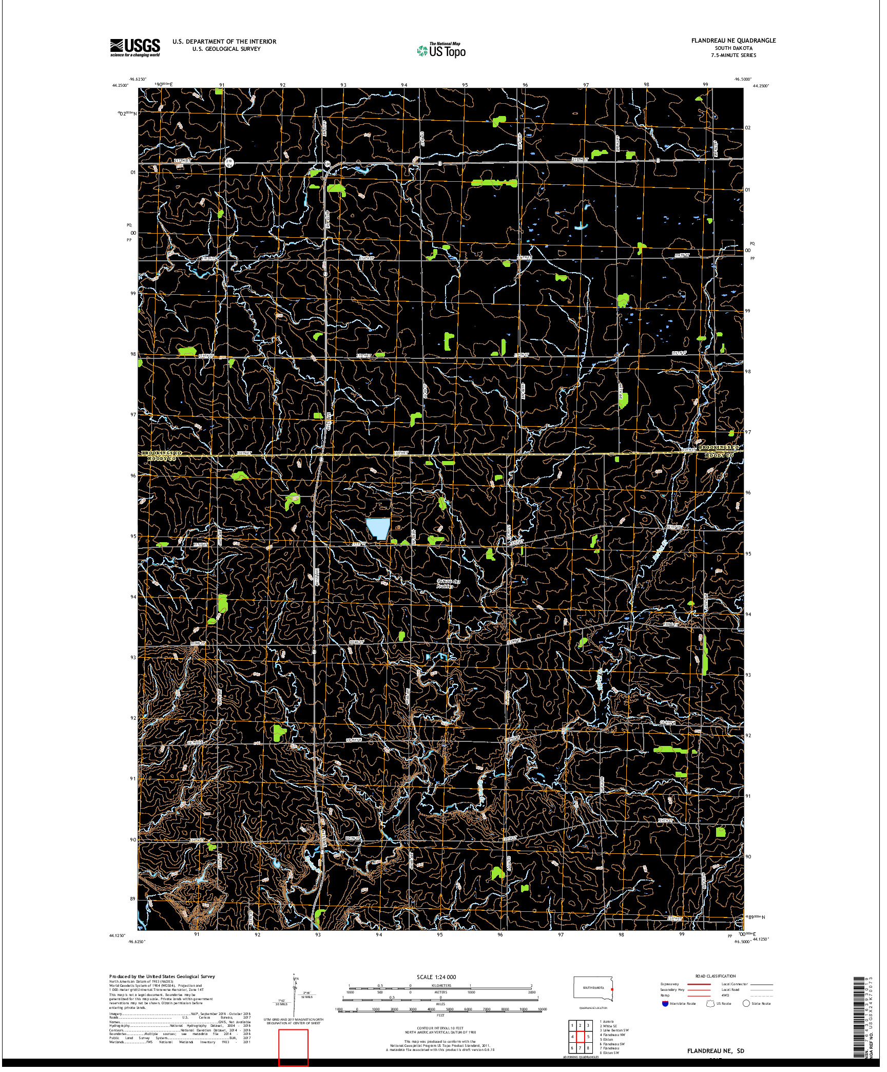 USGS US TOPO 7.5-MINUTE MAP FOR FLANDREAU NE, SD 2017