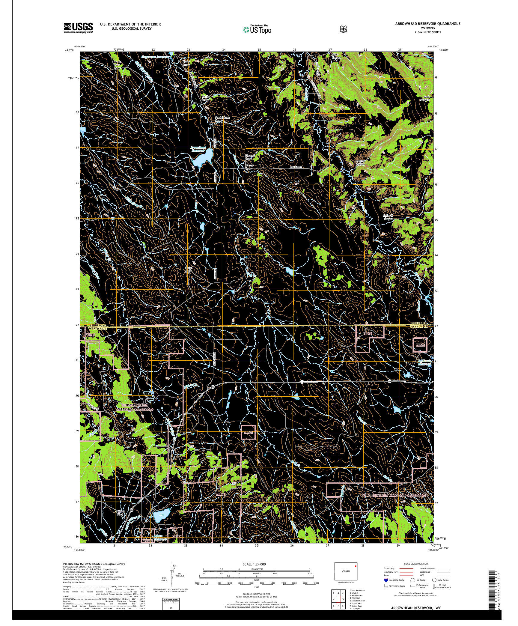 USGS US TOPO 7.5-MINUTE MAP FOR ARROWHEAD RESERVOIR, WY 2017