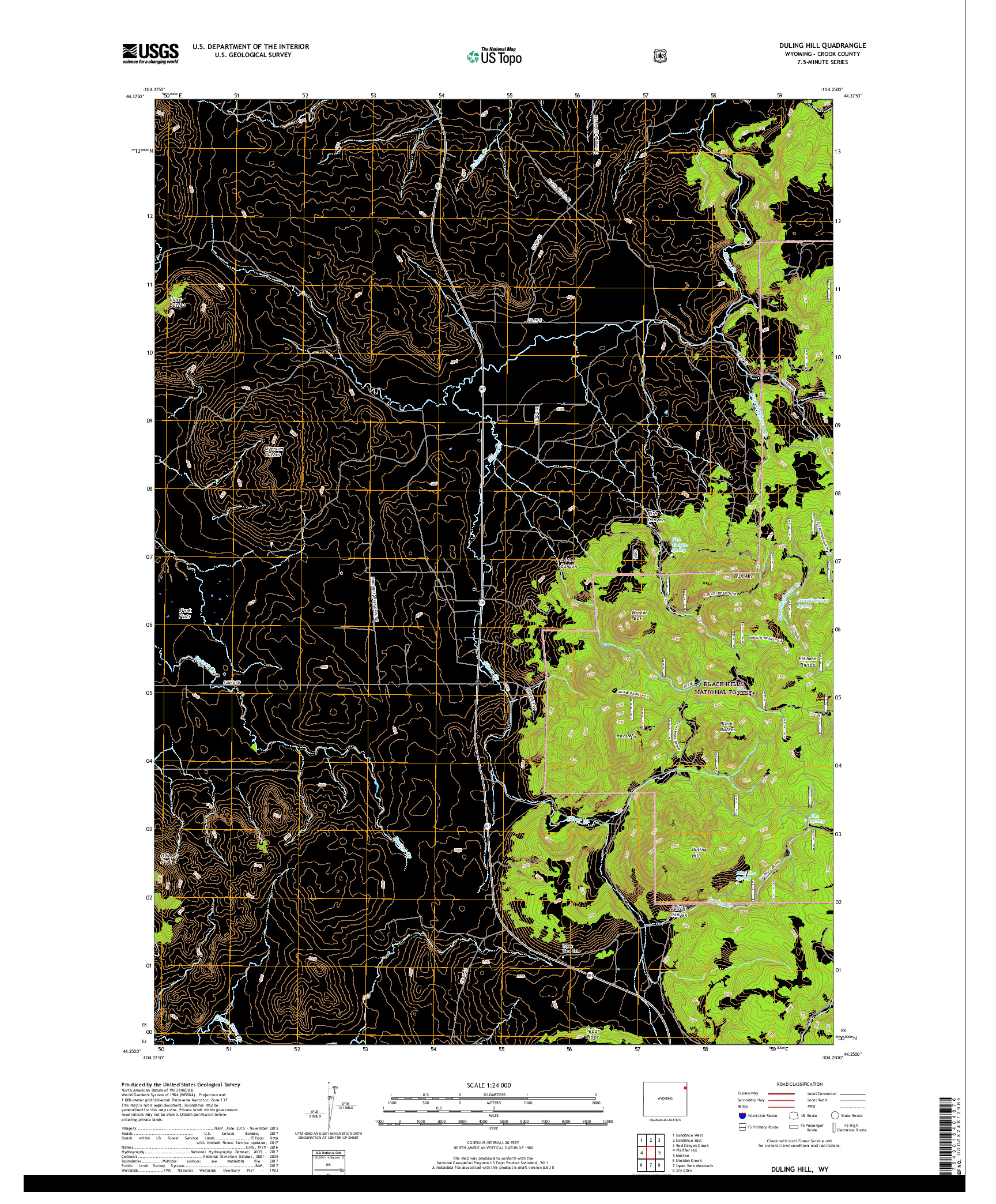 USGS US TOPO 7.5-MINUTE MAP FOR DULING HILL, WY 2017