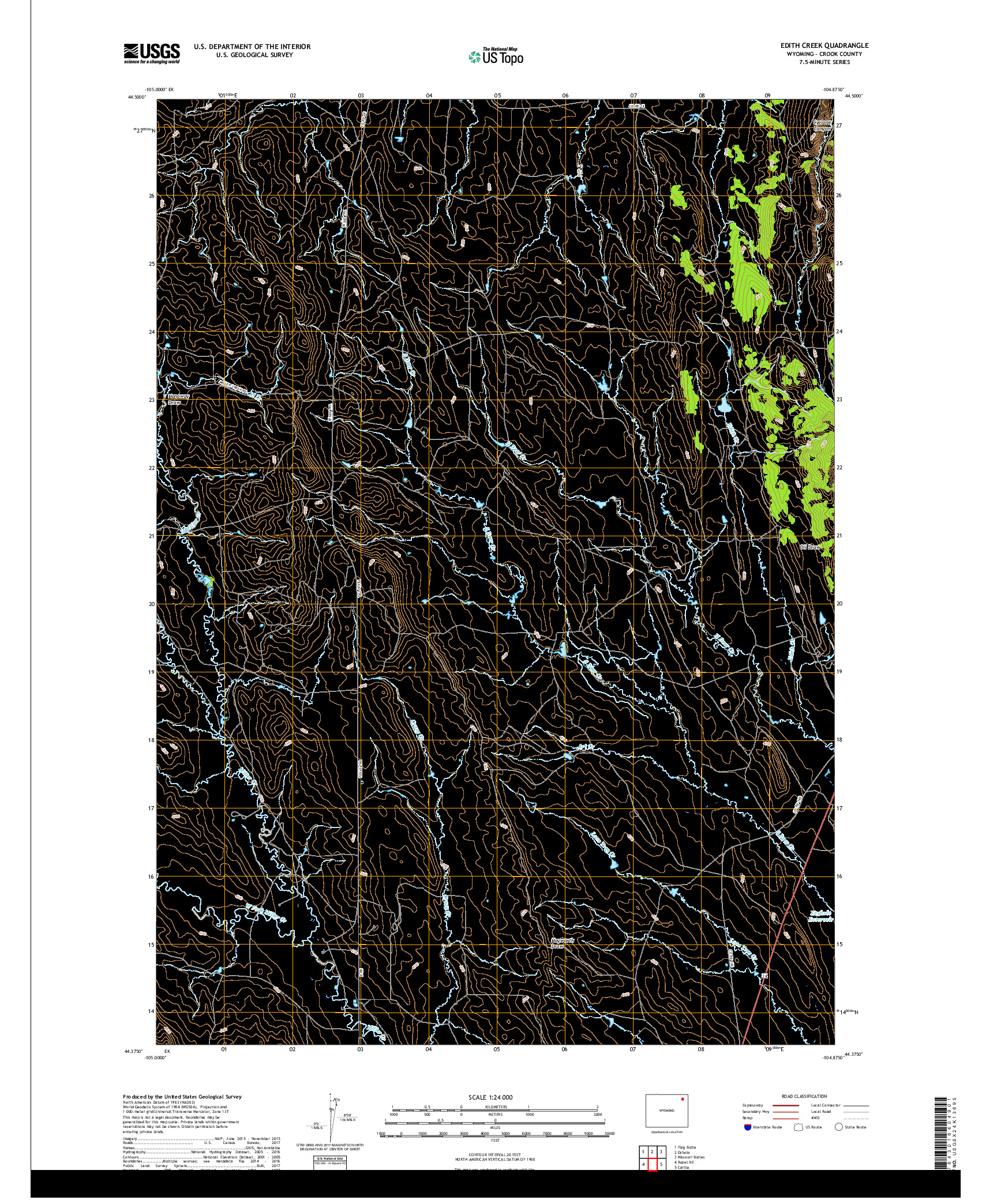 USGS US TOPO 7.5-MINUTE MAP FOR EDITH CREEK, WY 2017