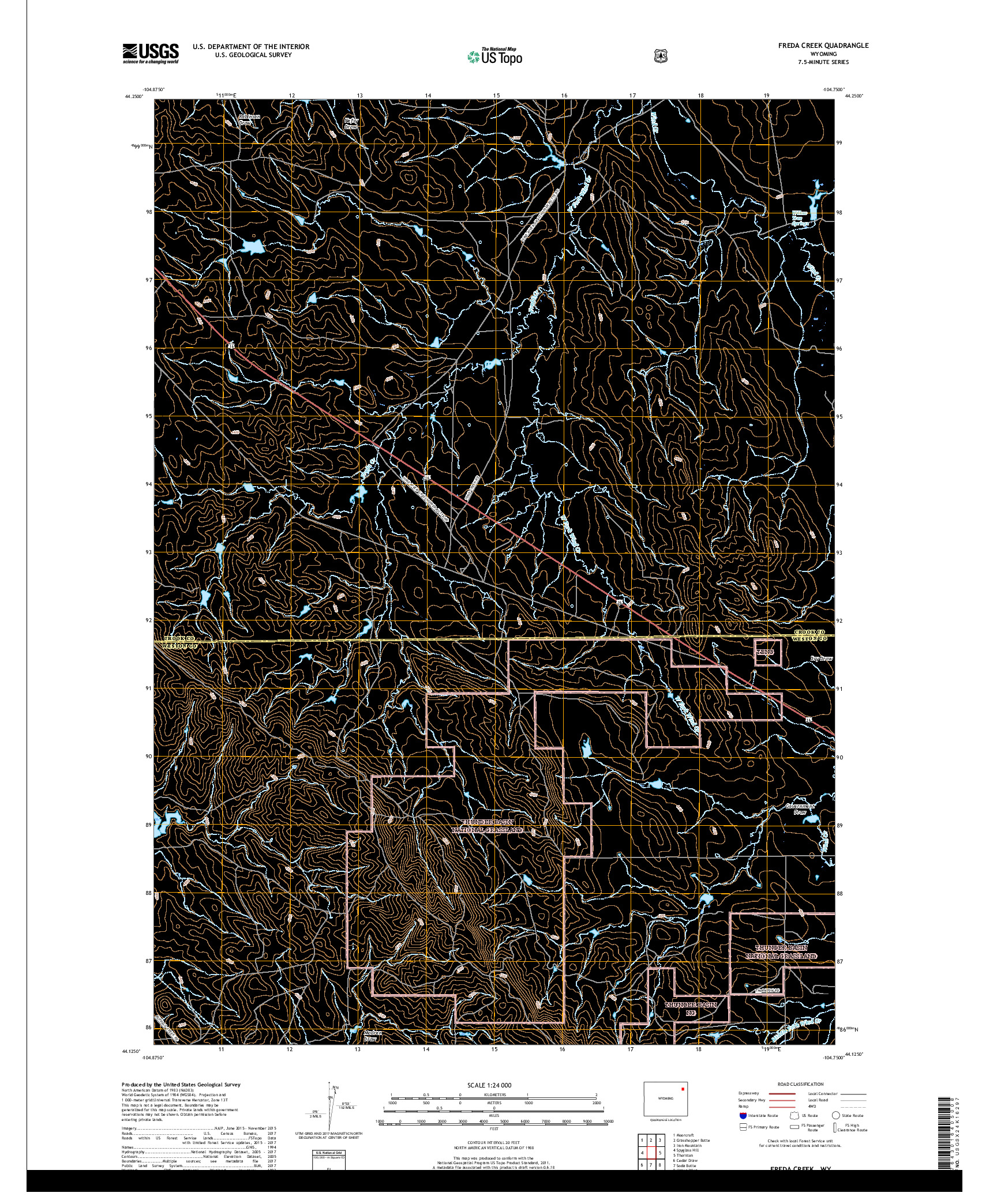 USGS US TOPO 7.5-MINUTE MAP FOR FREDA CREEK, WY 2017