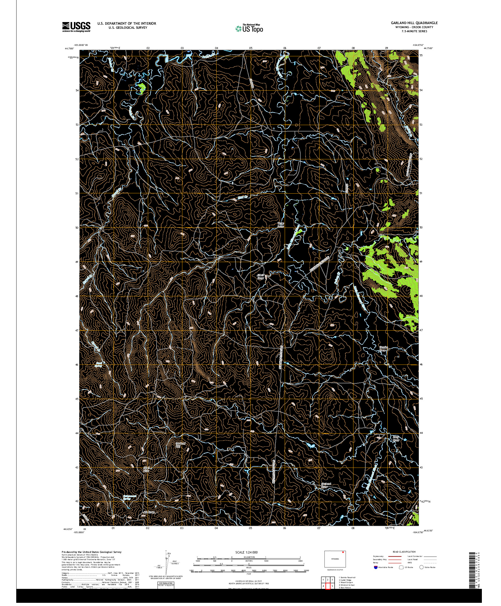 USGS US TOPO 7.5-MINUTE MAP FOR GARLAND HILL, WY 2017