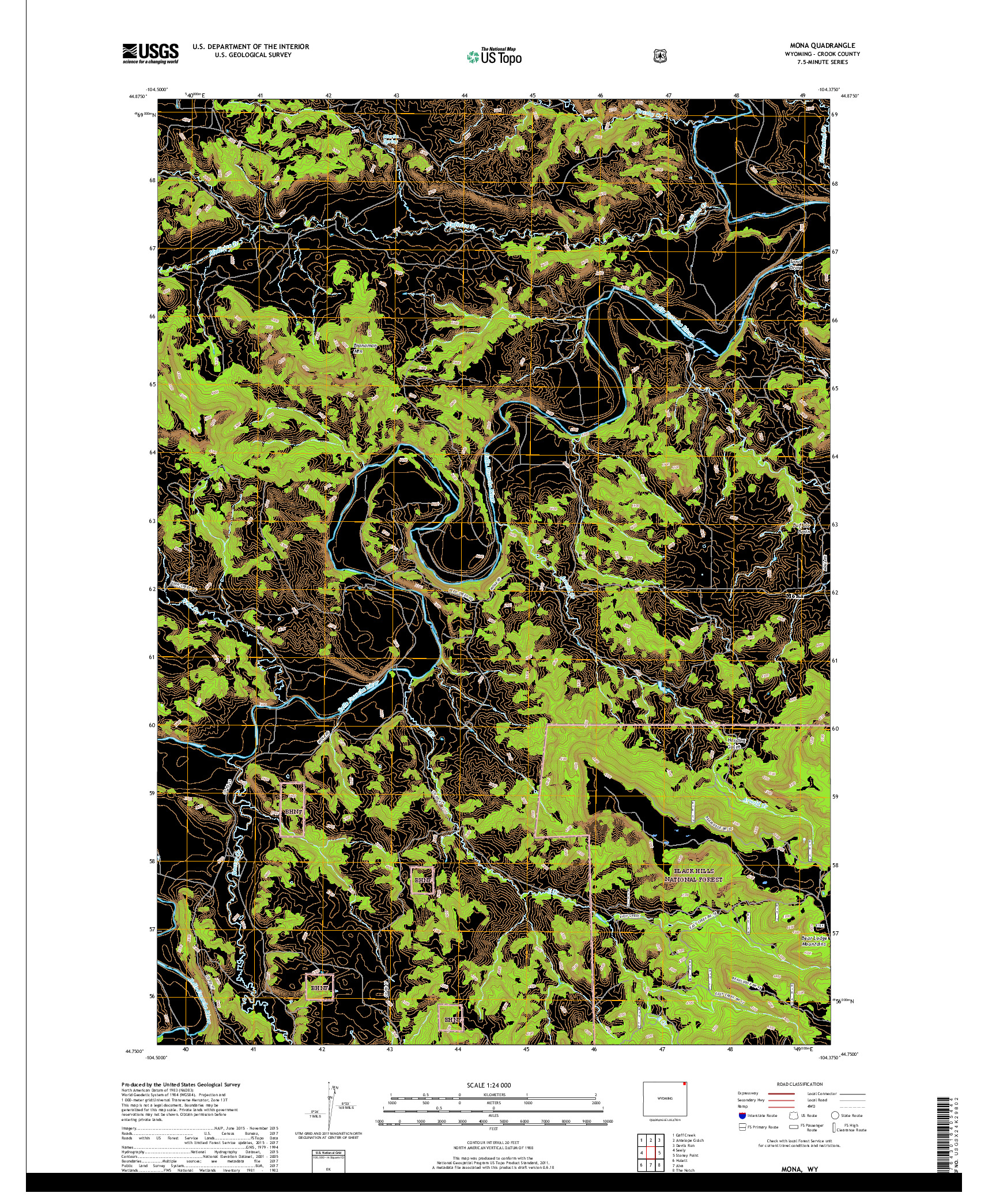 USGS US TOPO 7.5-MINUTE MAP FOR MONA, WY 2017