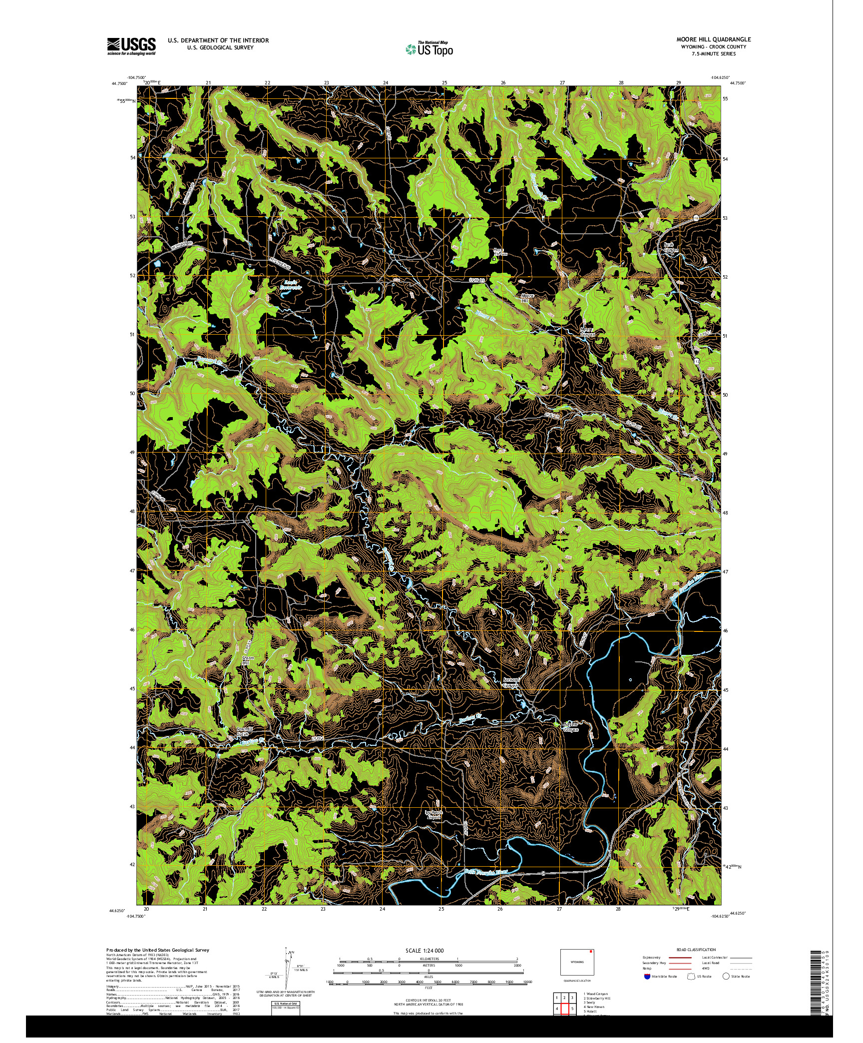 USGS US TOPO 7.5-MINUTE MAP FOR MOORE HILL, WY 2017