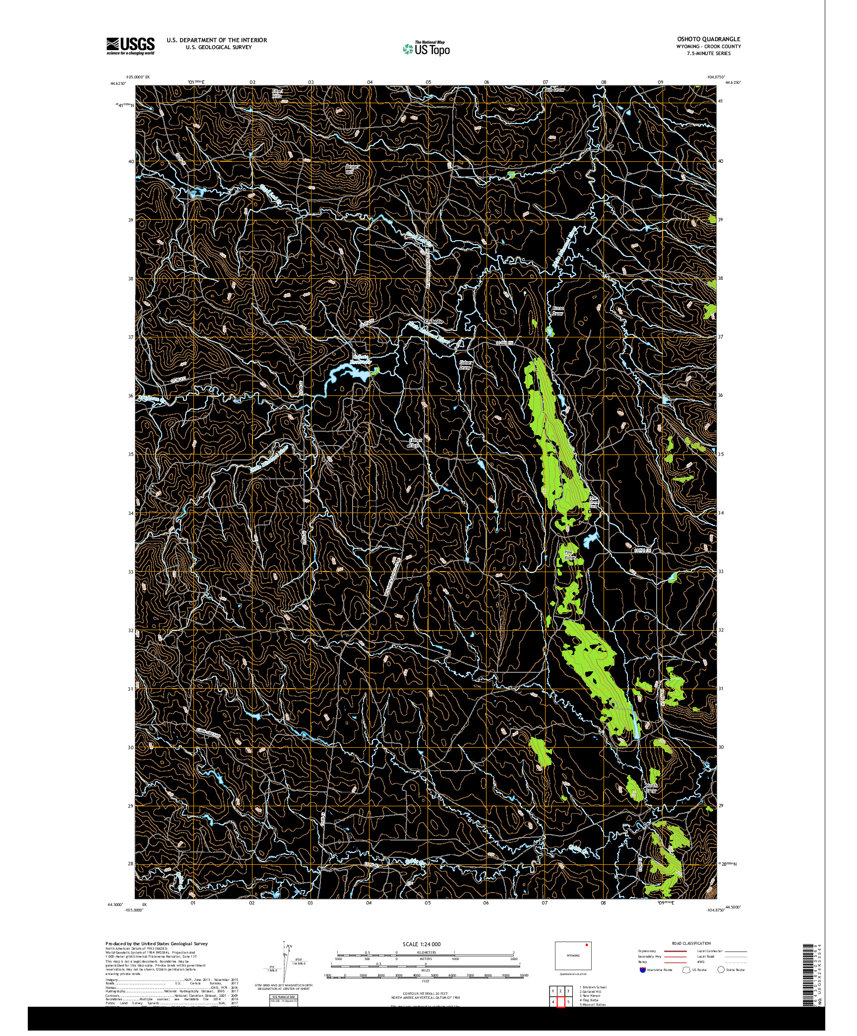 USGS US TOPO 7.5-MINUTE MAP FOR OSHOTO, WY 2017