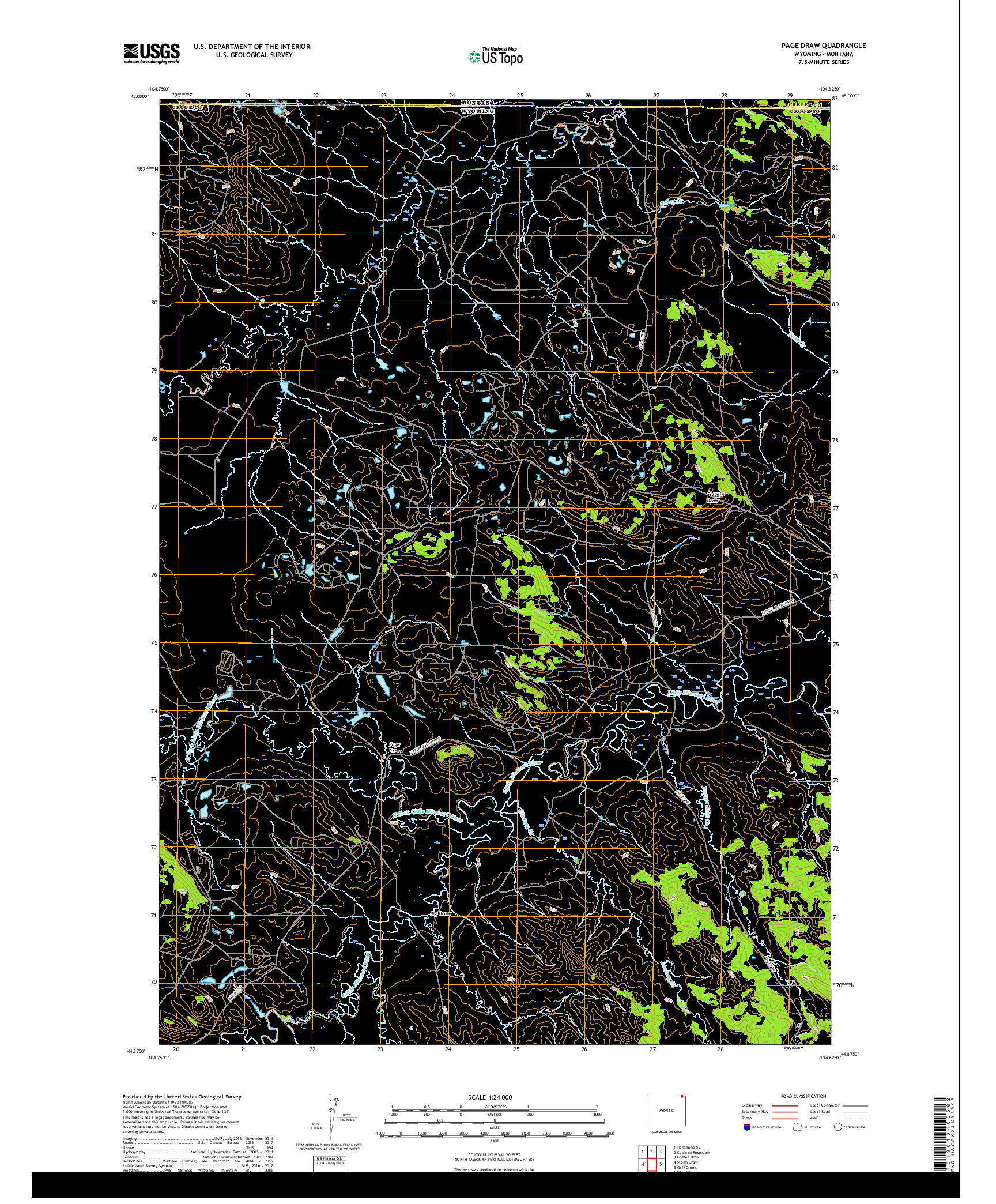 USGS US TOPO 7.5-MINUTE MAP FOR PAGE DRAW, WY,MT 2017