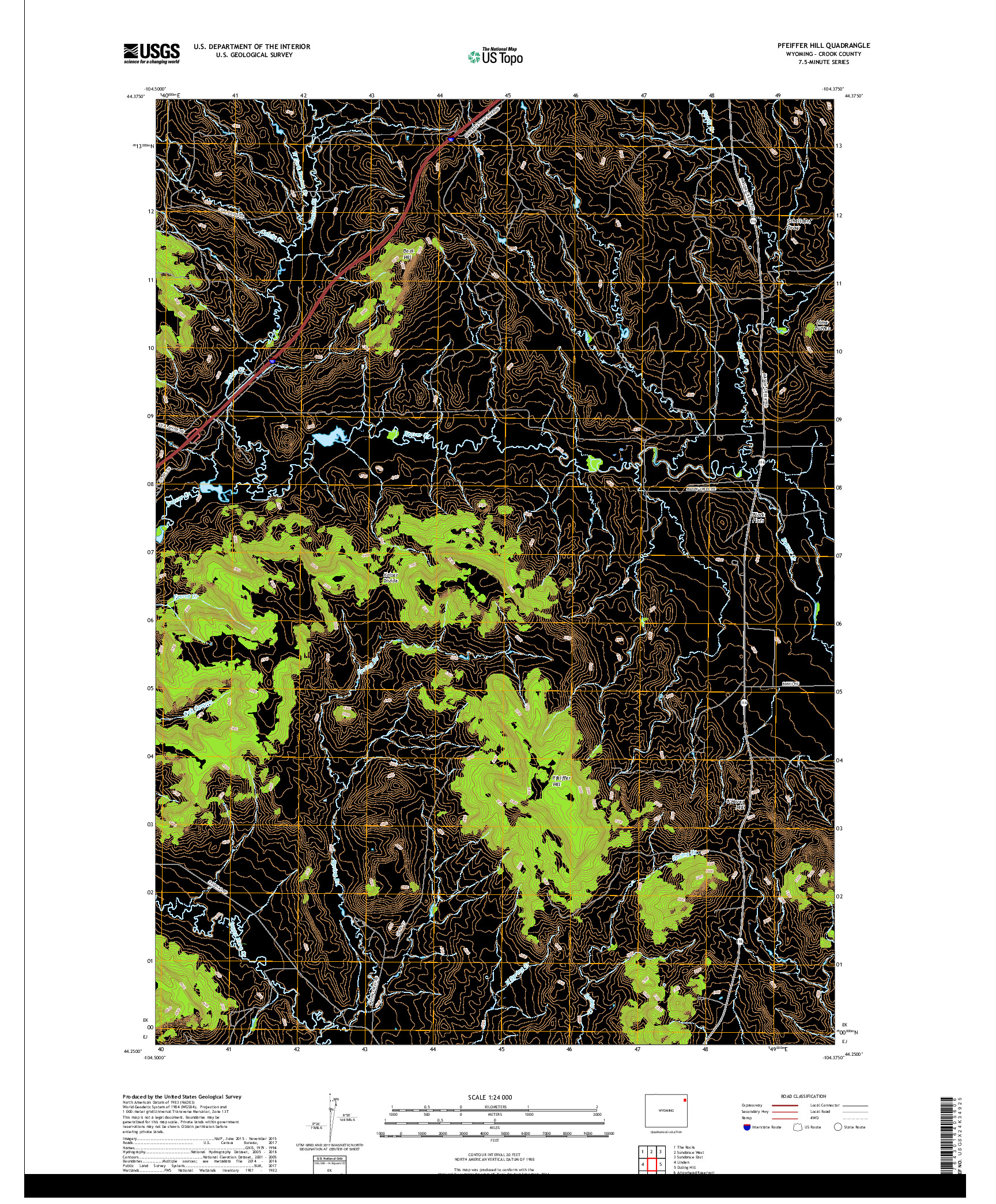 USGS US TOPO 7.5-MINUTE MAP FOR PFEIFFER HILL, WY 2017