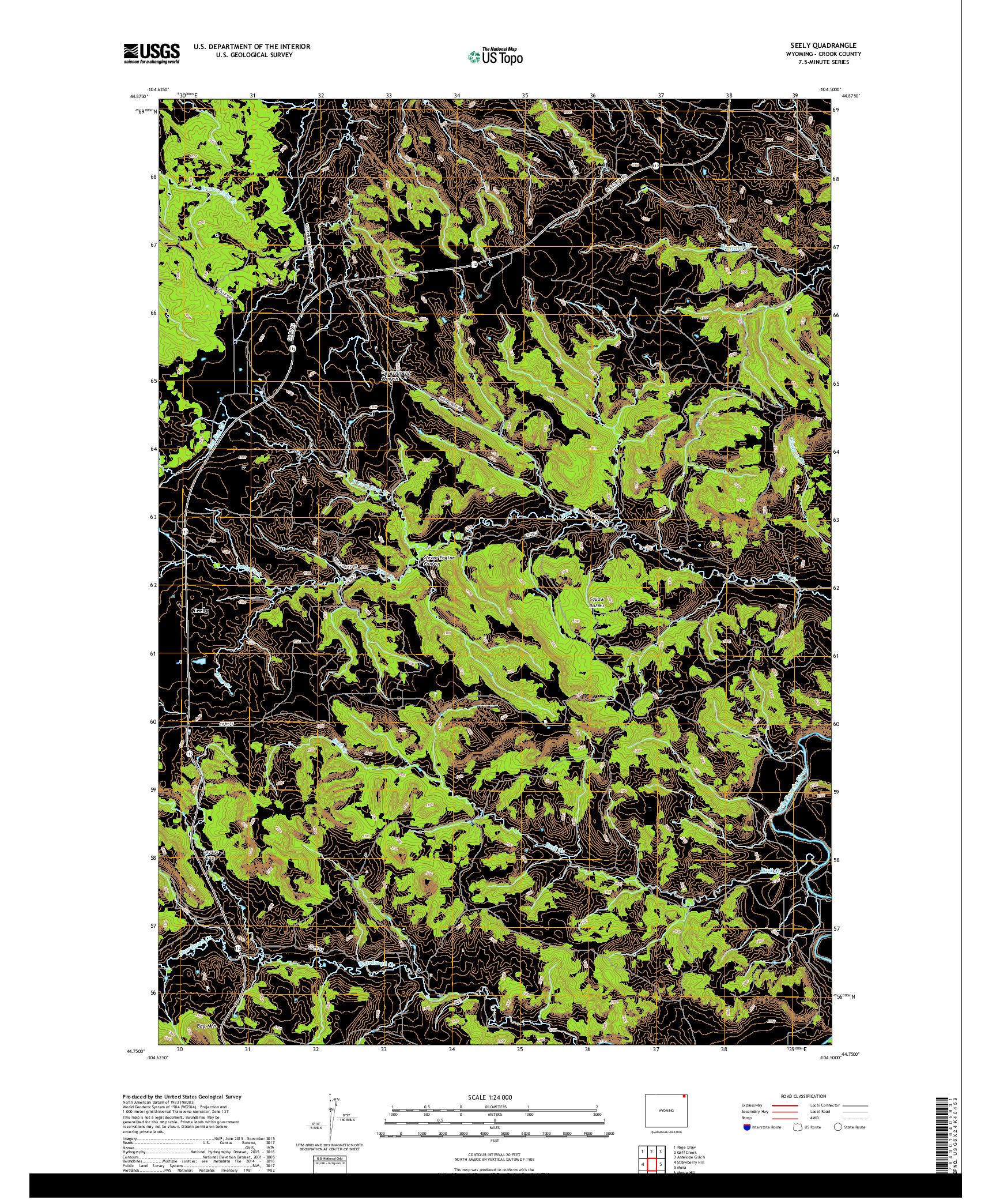 USGS US TOPO 7.5-MINUTE MAP FOR SEELY, WY 2017