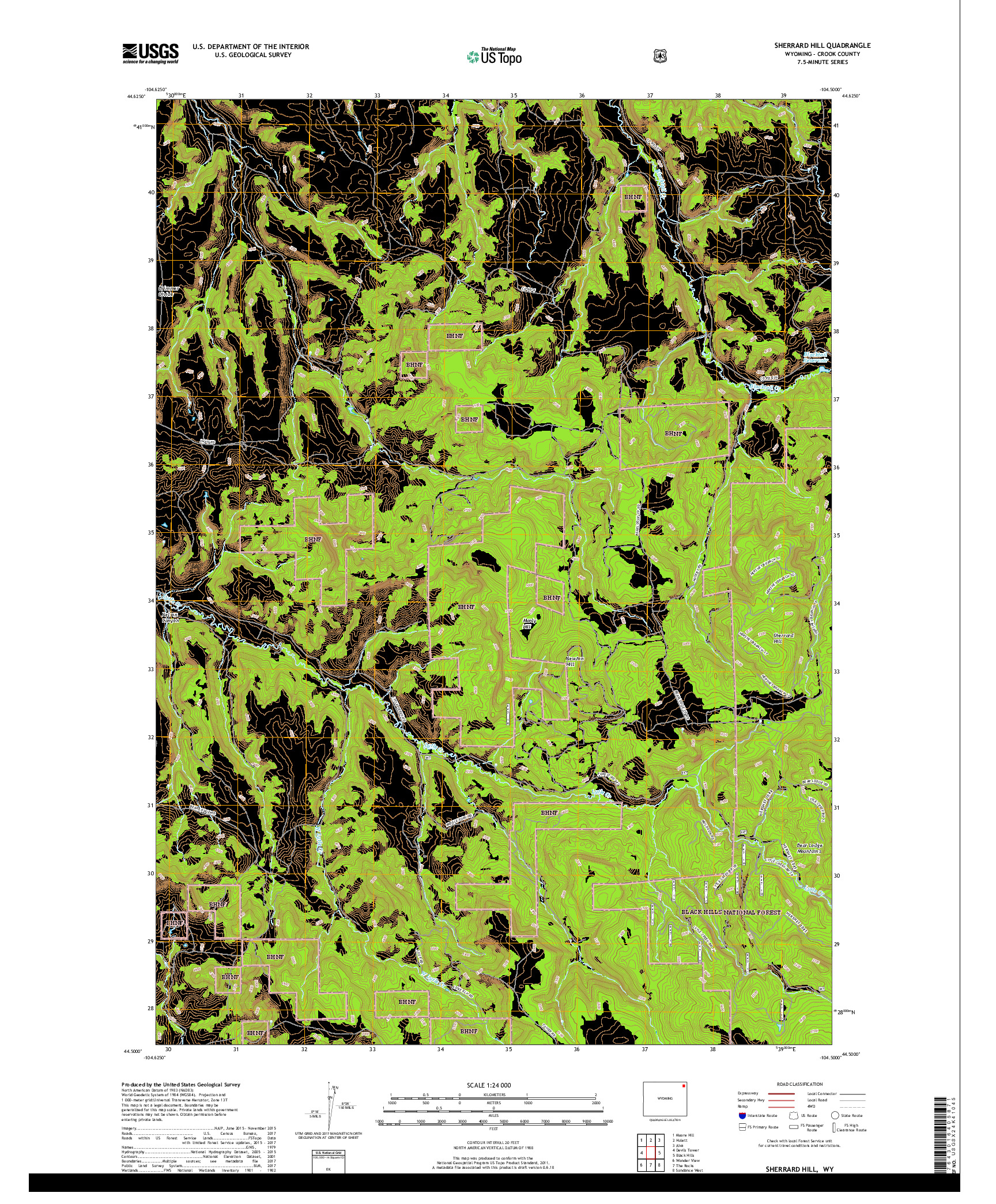 USGS US TOPO 7.5-MINUTE MAP FOR SHERRARD HILL, WY 2017