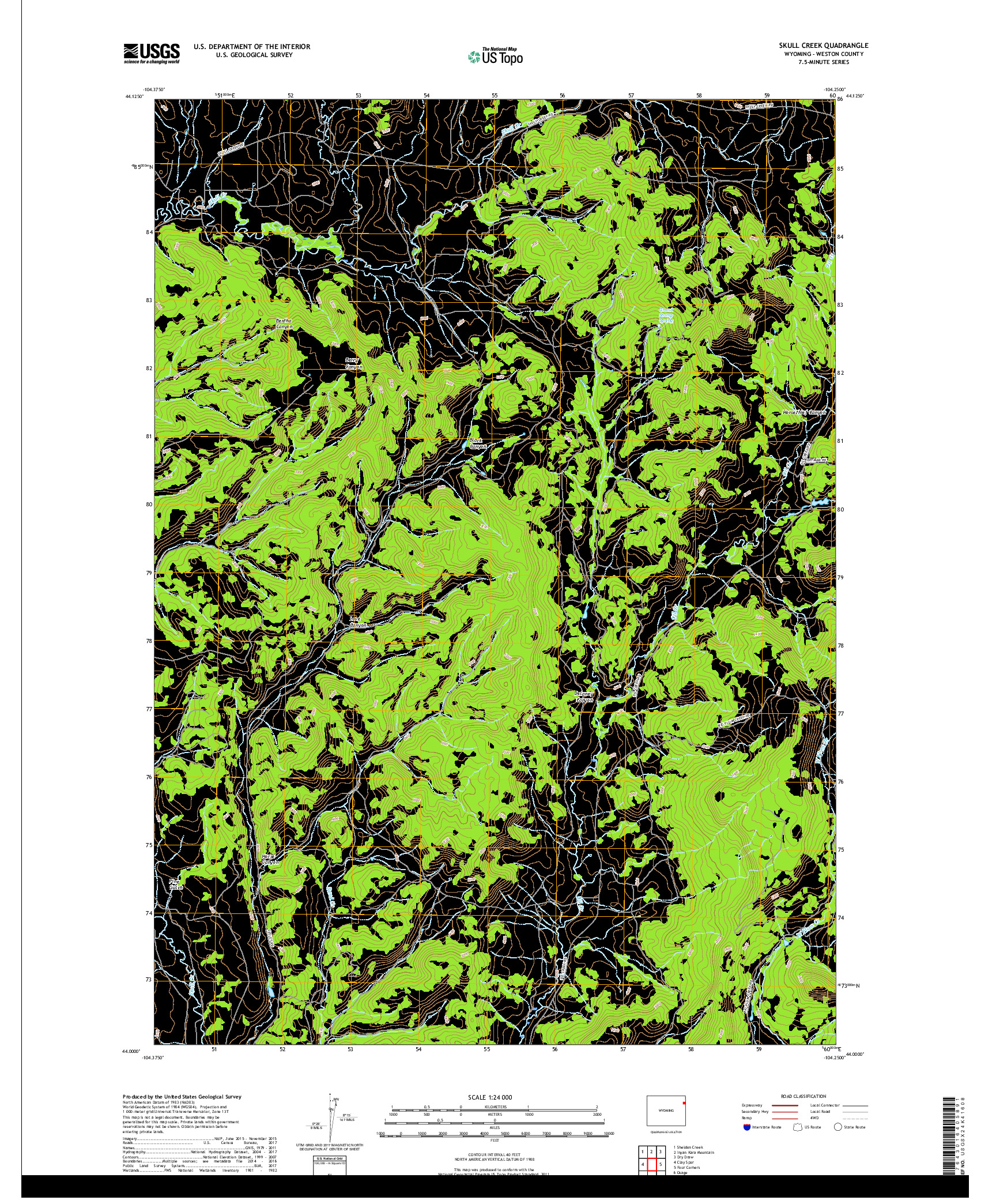 USGS US TOPO 7.5-MINUTE MAP FOR SKULL CREEK, WY 2017