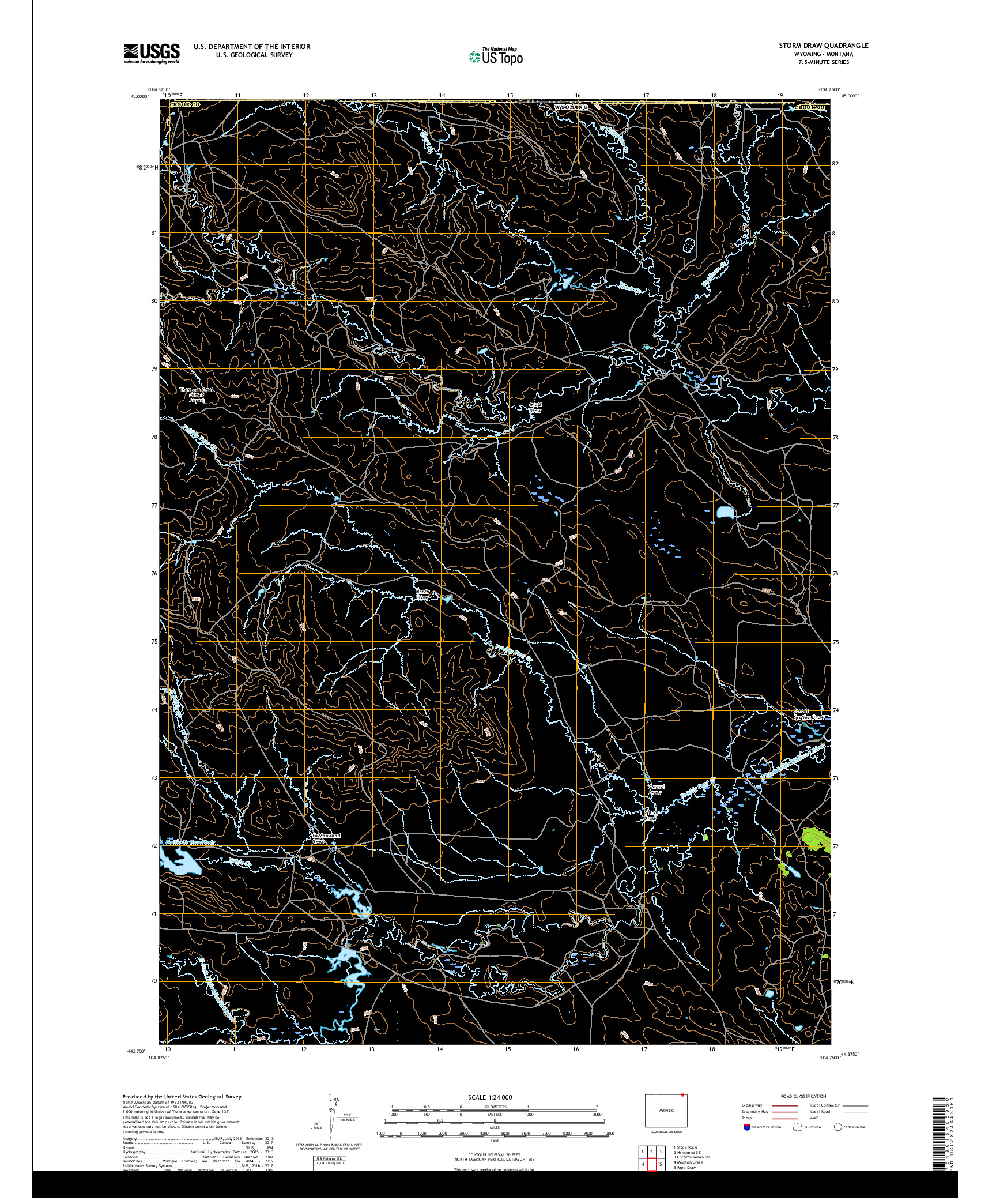 USGS US TOPO 7.5-MINUTE MAP FOR STORM DRAW, WY,MT 2017