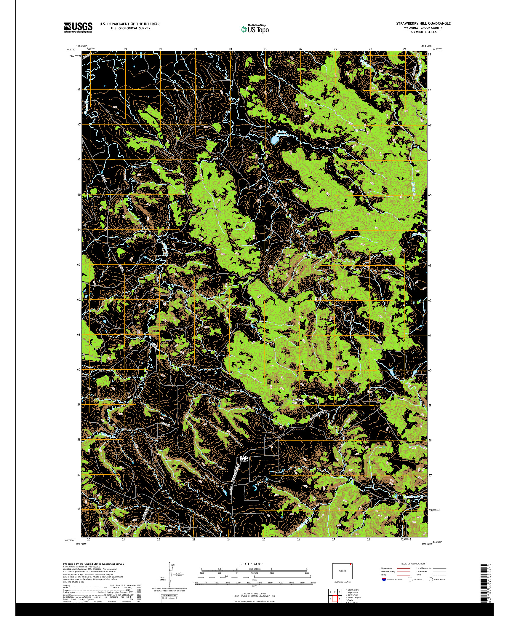 USGS US TOPO 7.5-MINUTE MAP FOR STRAWBERRY HILL, WY 2017