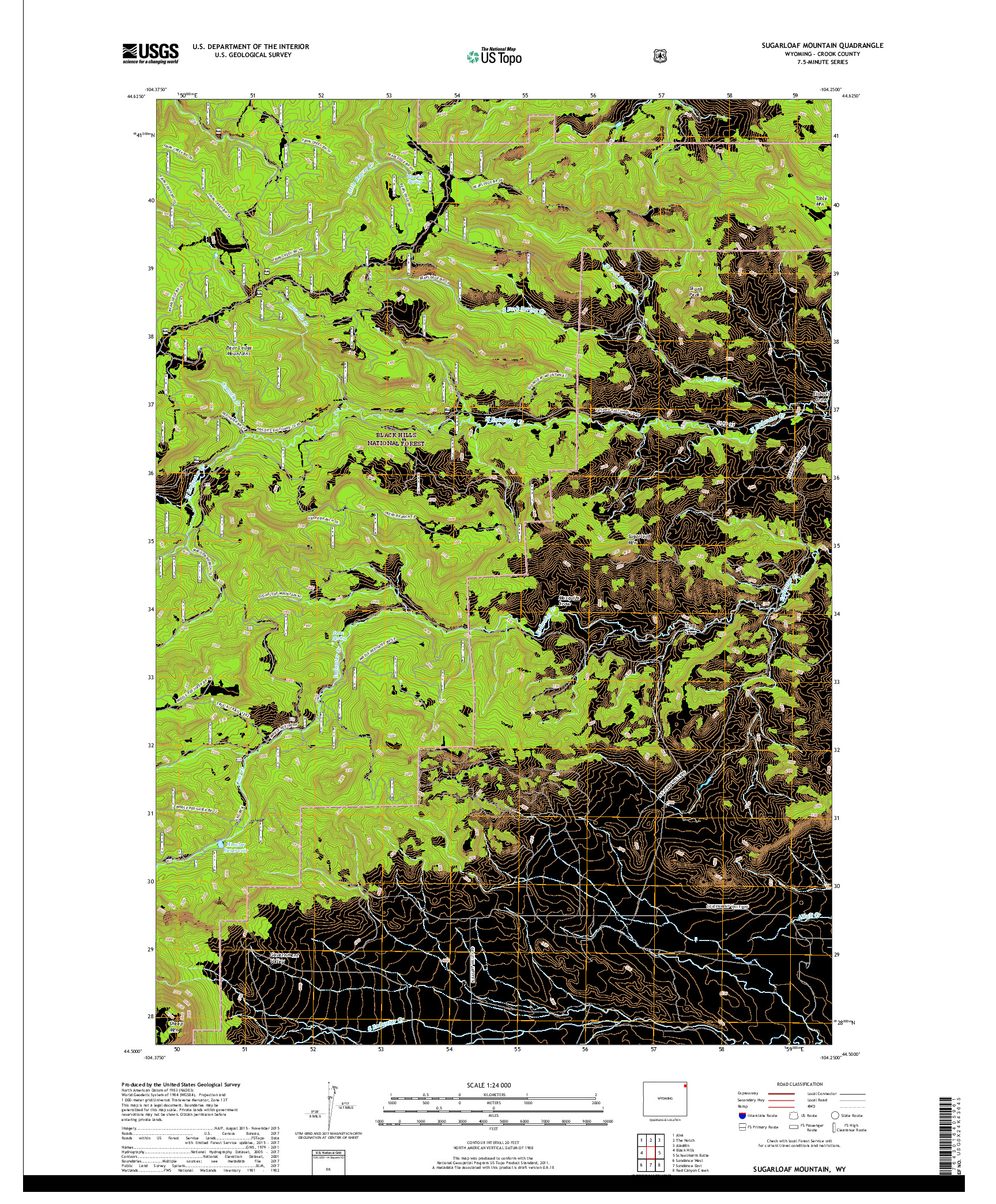 USGS US TOPO 7.5-MINUTE MAP FOR SUGARLOAF MOUNTAIN, WY 2017