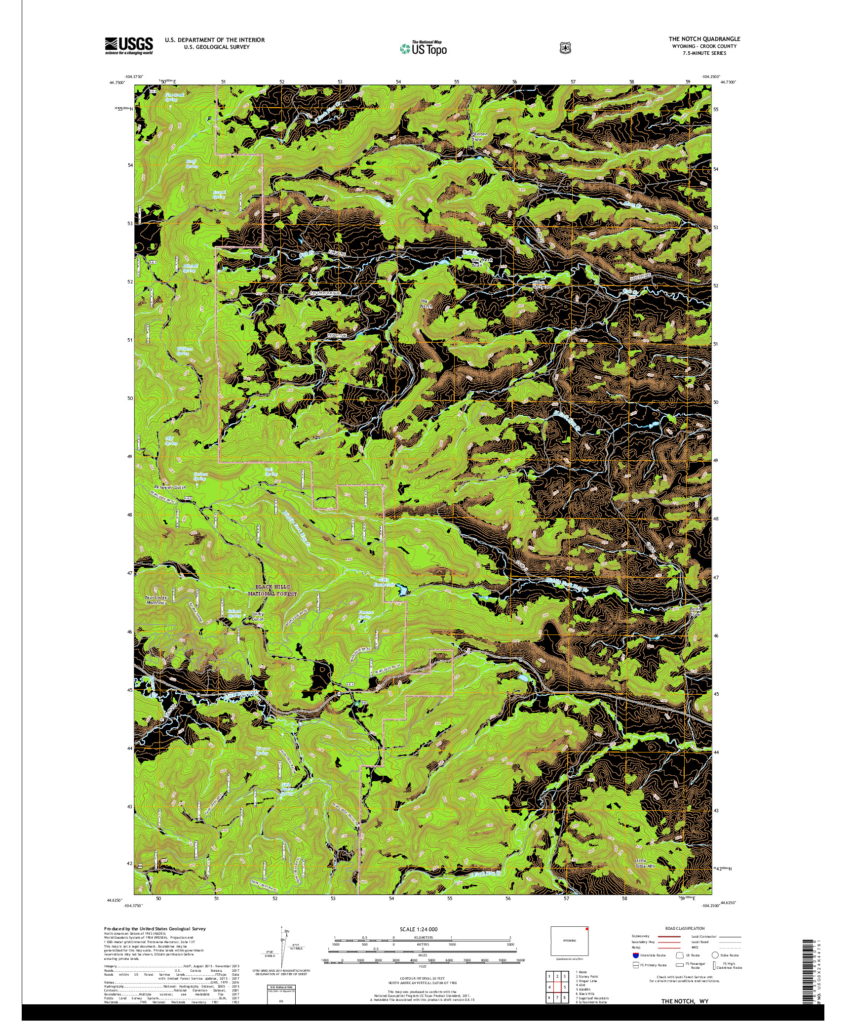 USGS US TOPO 7.5-MINUTE MAP FOR THE NOTCH, WY 2017