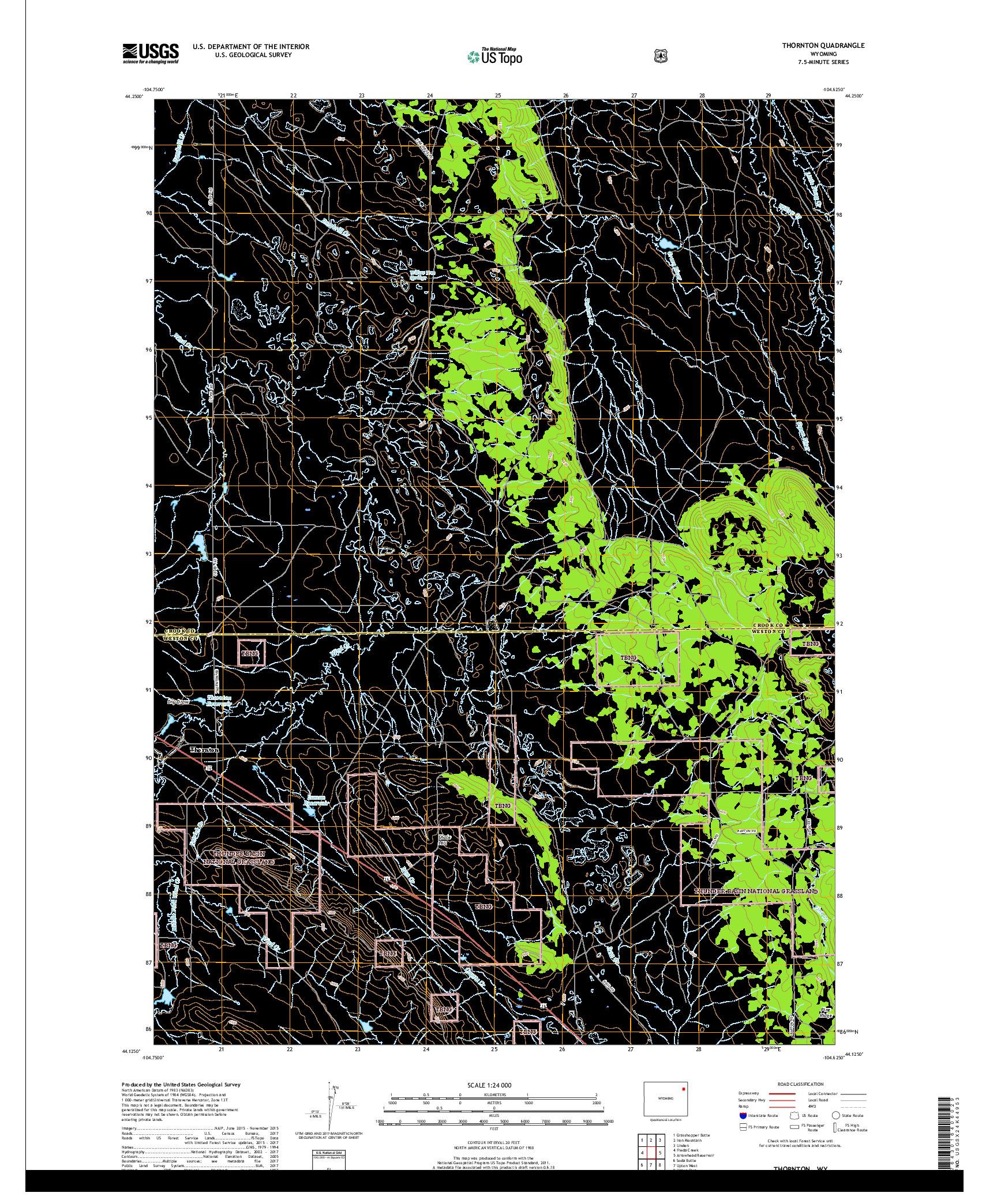 USGS US TOPO 7.5-MINUTE MAP FOR THORNTON, WY 2017