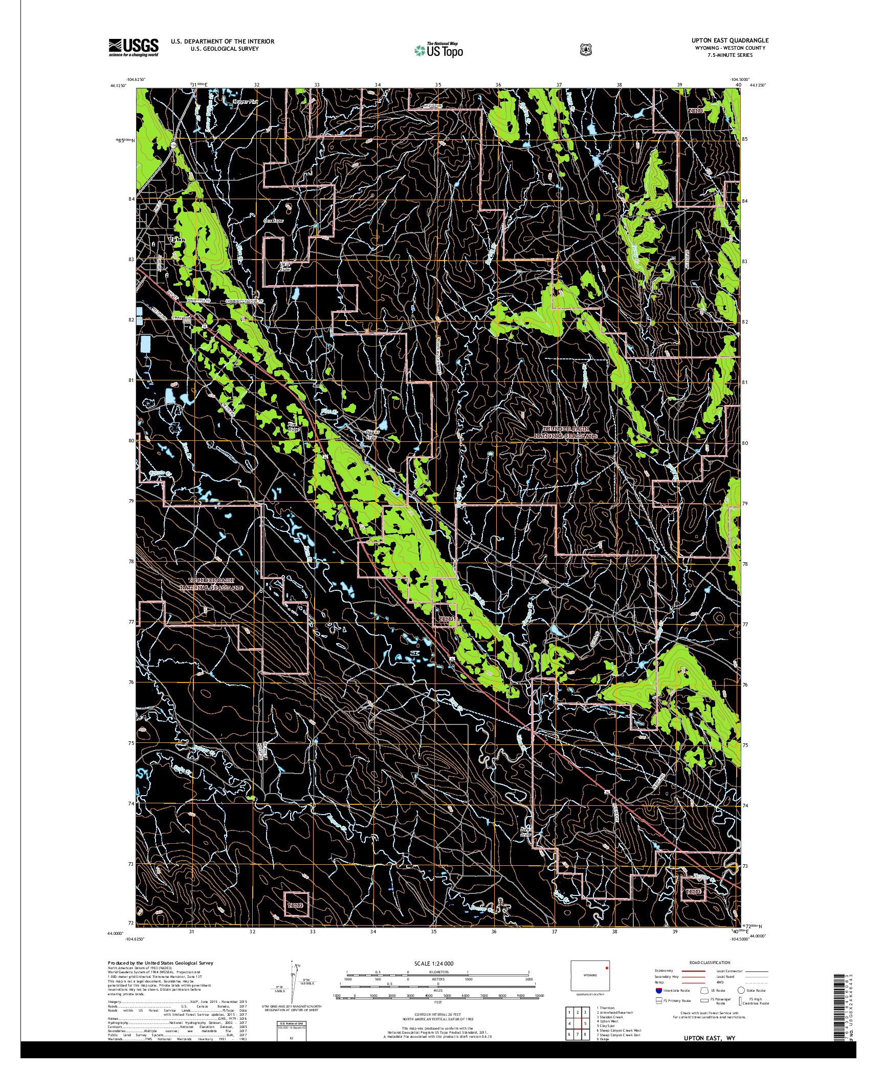 USGS US TOPO 7.5-MINUTE MAP FOR UPTON EAST, WY 2017