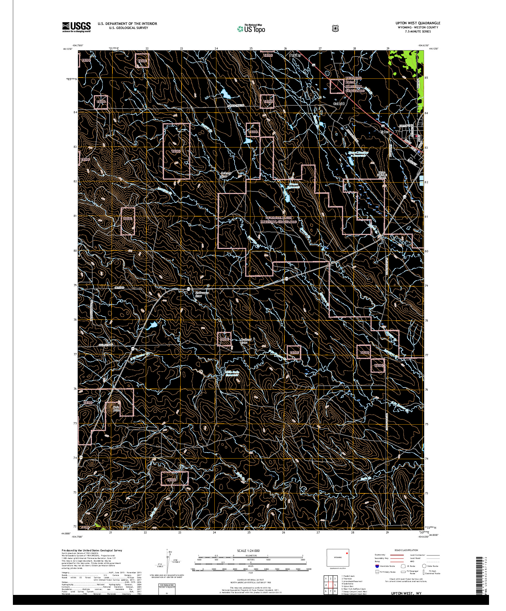 USGS US TOPO 7.5-MINUTE MAP FOR UPTON WEST, WY 2017