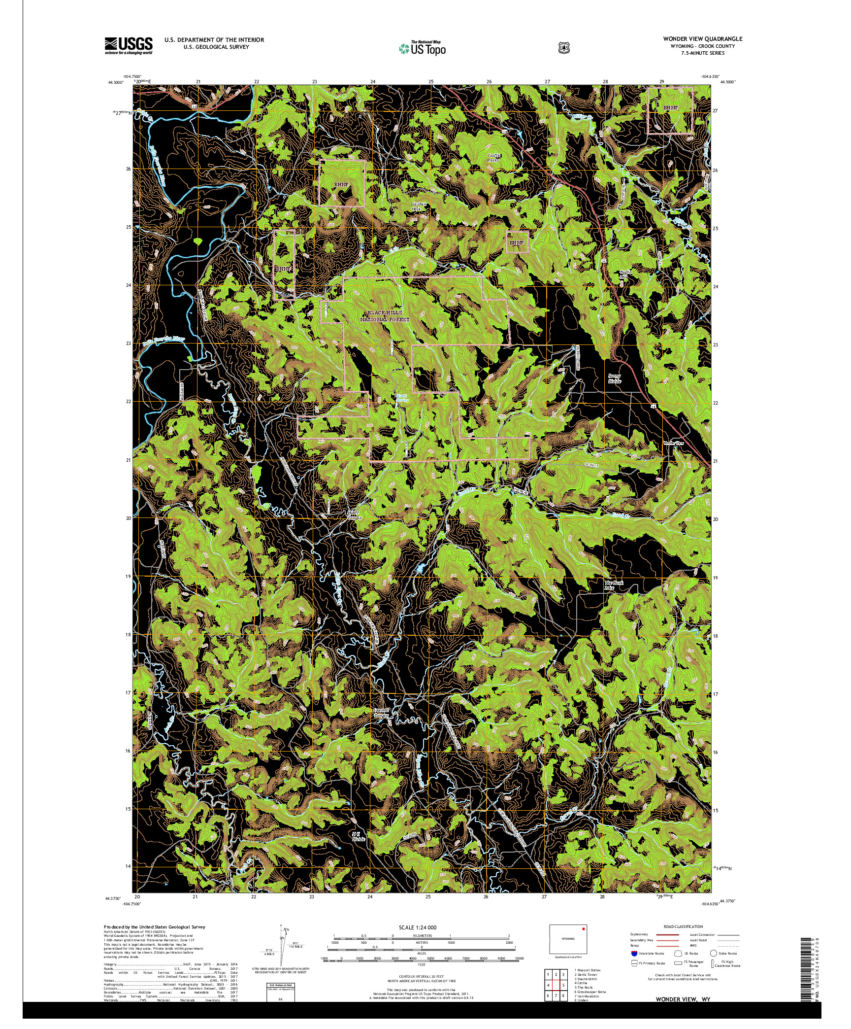 USGS US TOPO 7.5-MINUTE MAP FOR WONDER VIEW, WY 2017