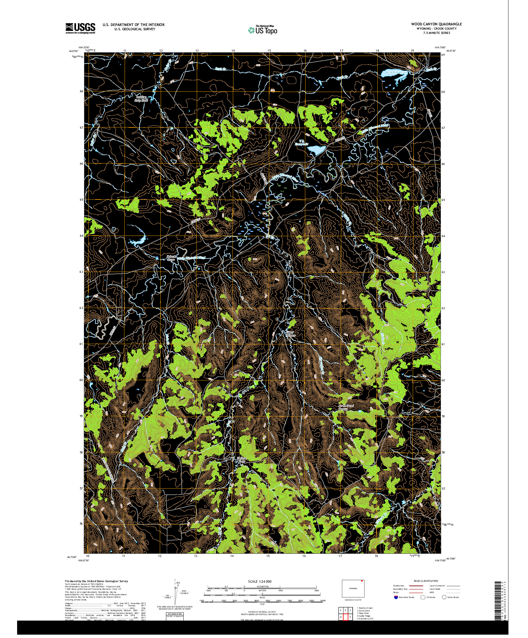 USGS US TOPO 7.5-MINUTE MAP FOR WOOD CANYON, WY 2017