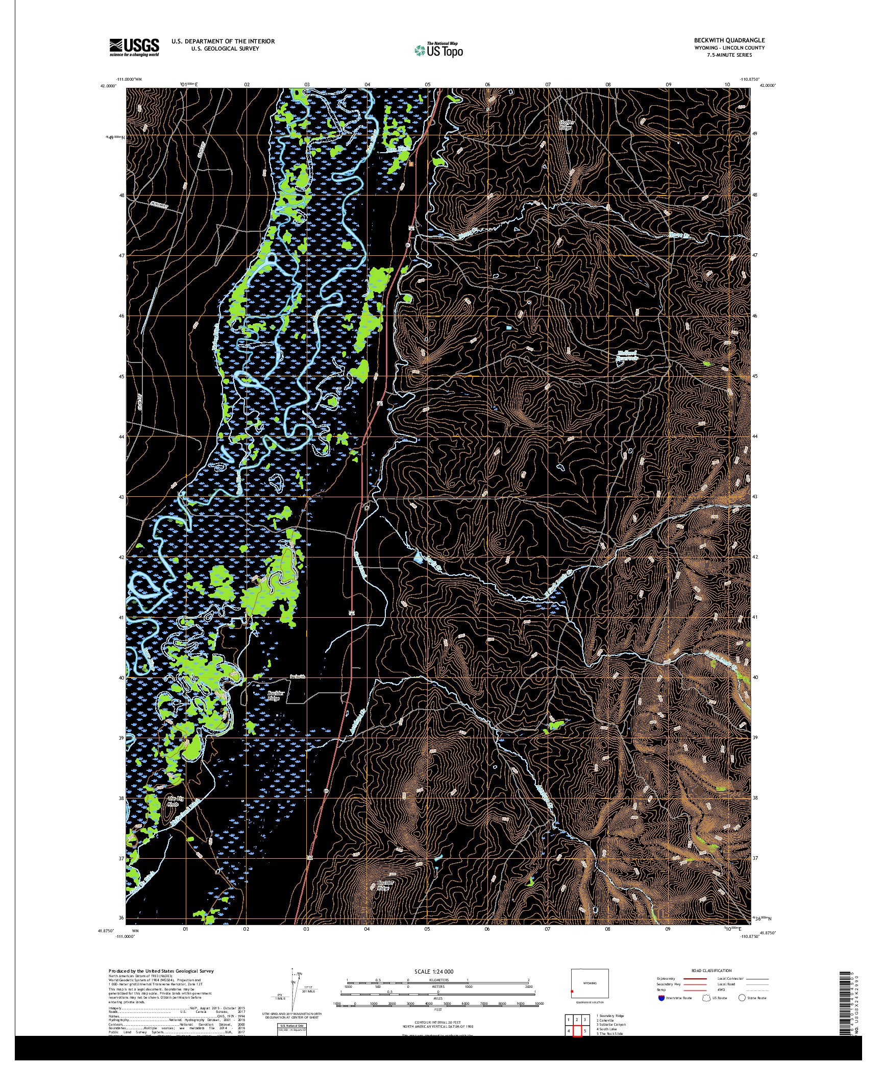 USGS US TOPO 7.5-MINUTE MAP FOR BECKWITH, WY 2017