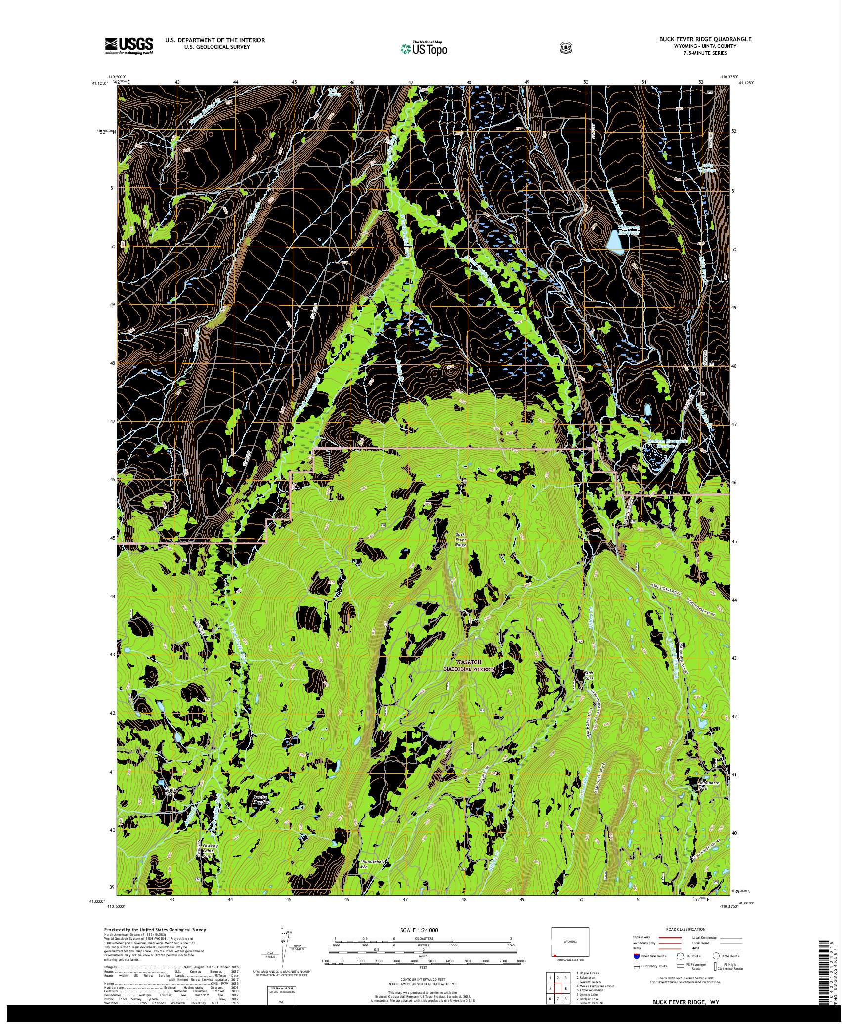 USGS US TOPO 7.5-MINUTE MAP FOR BUCK FEVER RIDGE, WY 2017