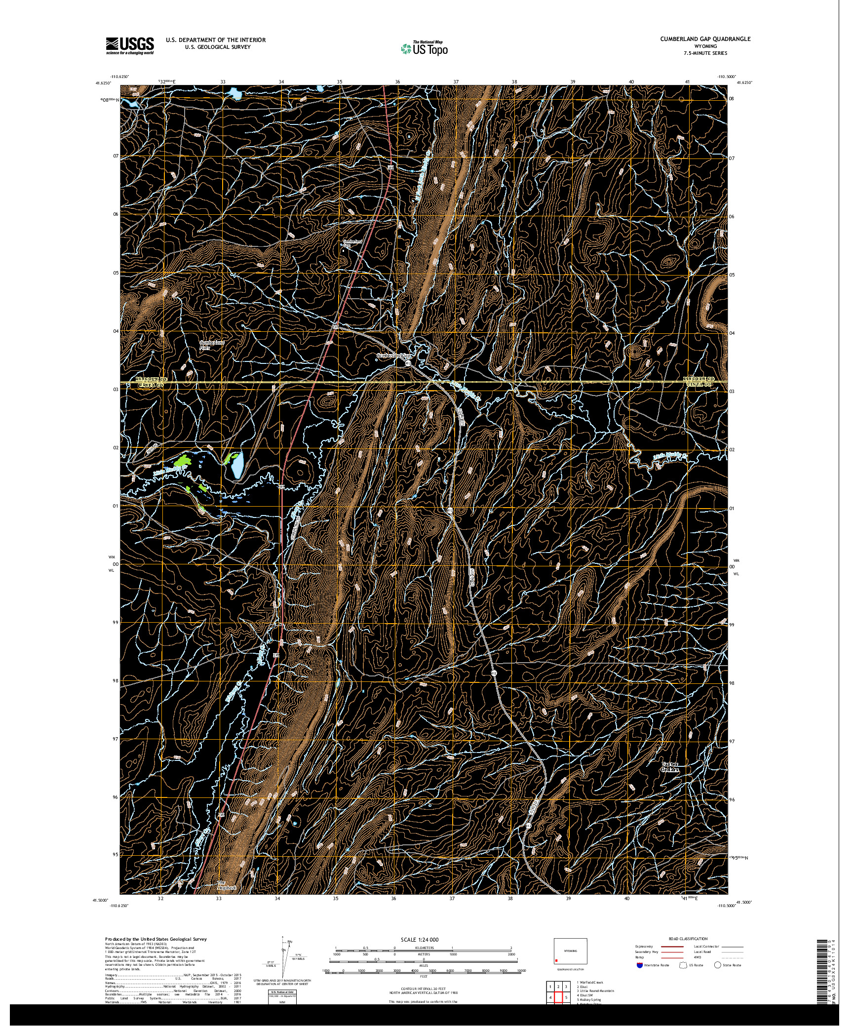 USGS US TOPO 7.5-MINUTE MAP FOR CUMBERLAND GAP, WY 2017