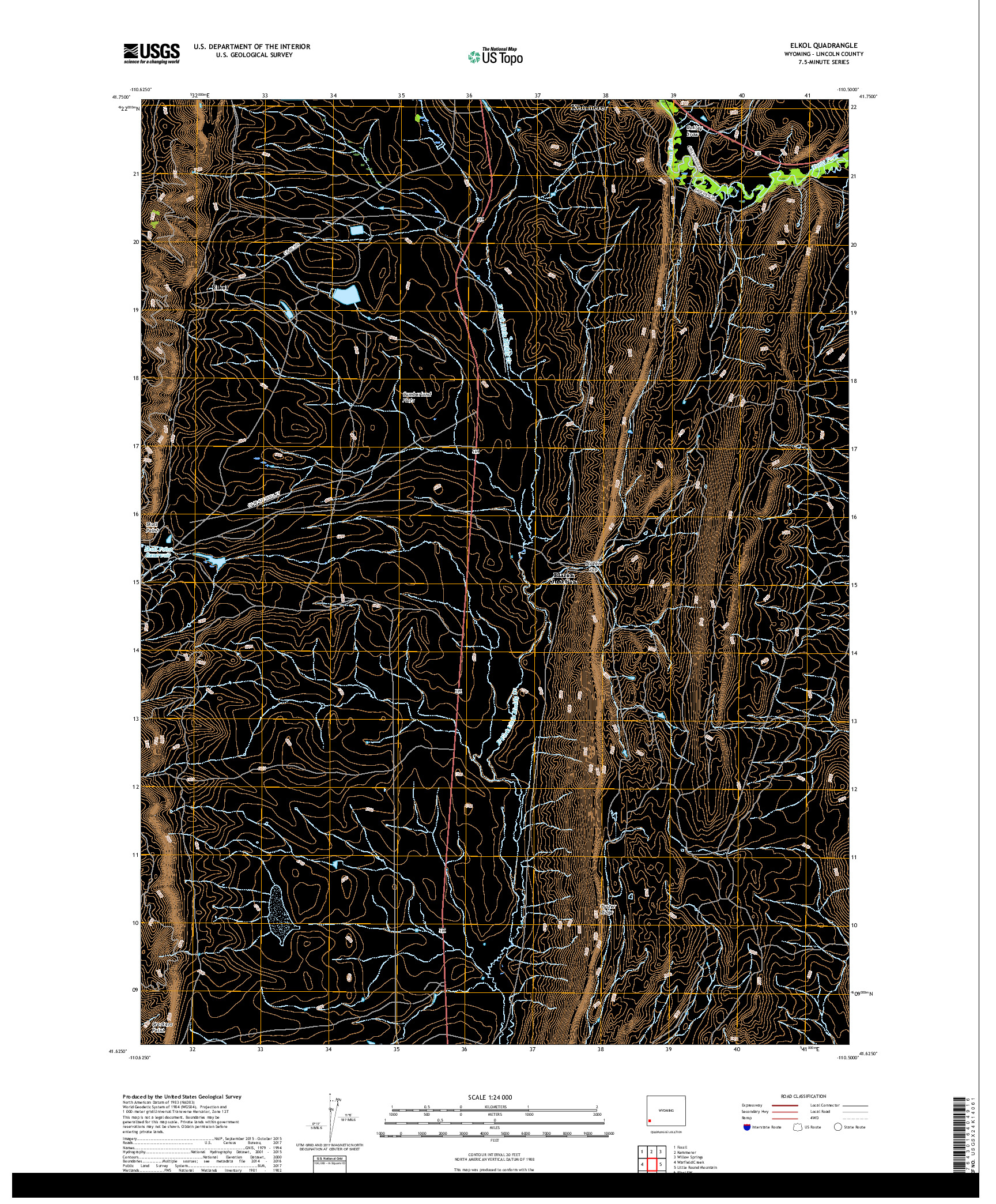 USGS US TOPO 7.5-MINUTE MAP FOR ELKOL, WY 2017