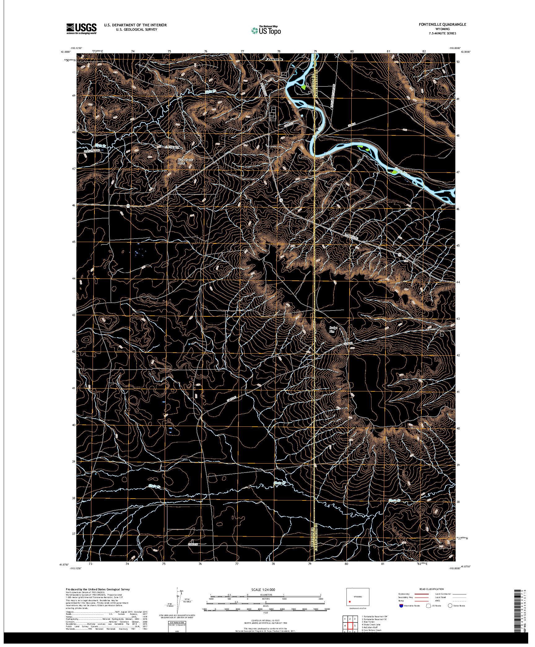 USGS US TOPO 7.5-MINUTE MAP FOR FONTENELLE, WY 2017