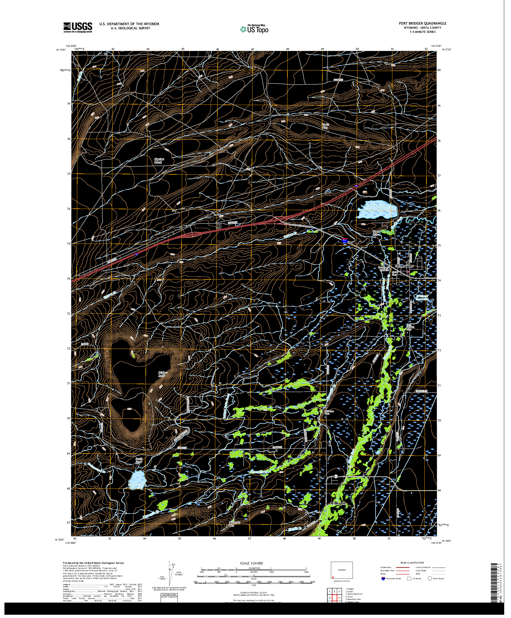 USGS US TOPO 7.5-MINUTE MAP FOR FORT BRIDGER, WY 2017