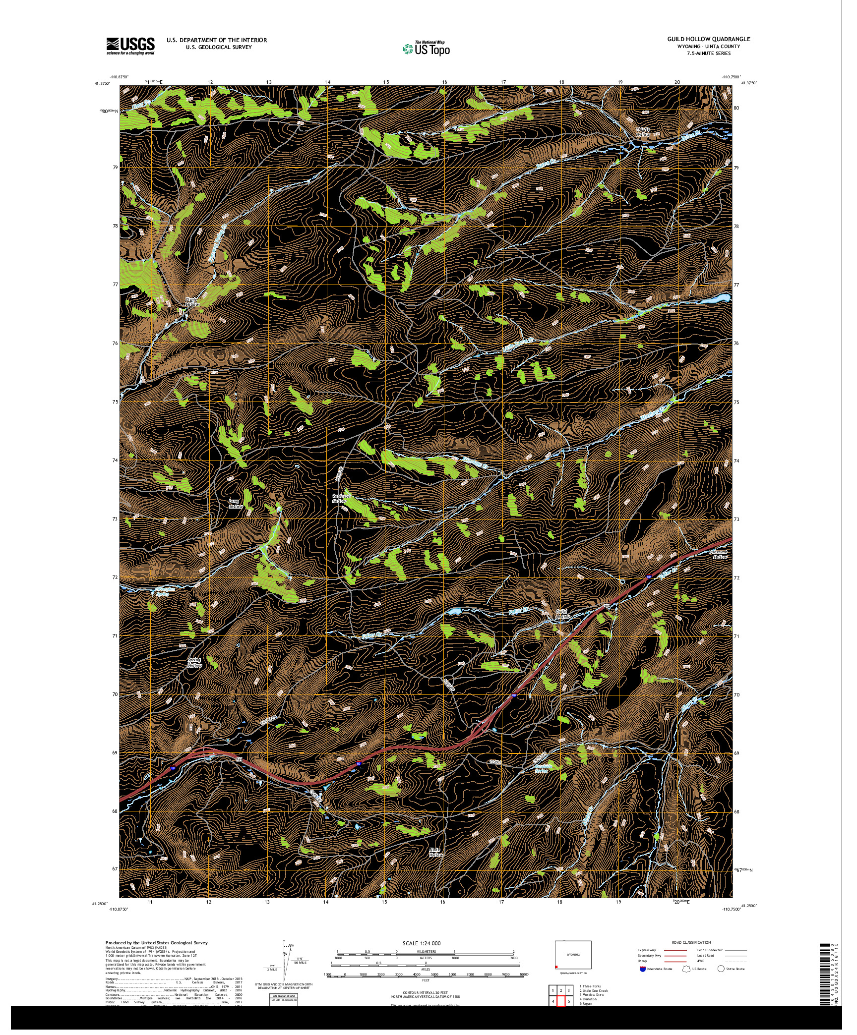 USGS US TOPO 7.5-MINUTE MAP FOR GUILD HOLLOW, WY 2017