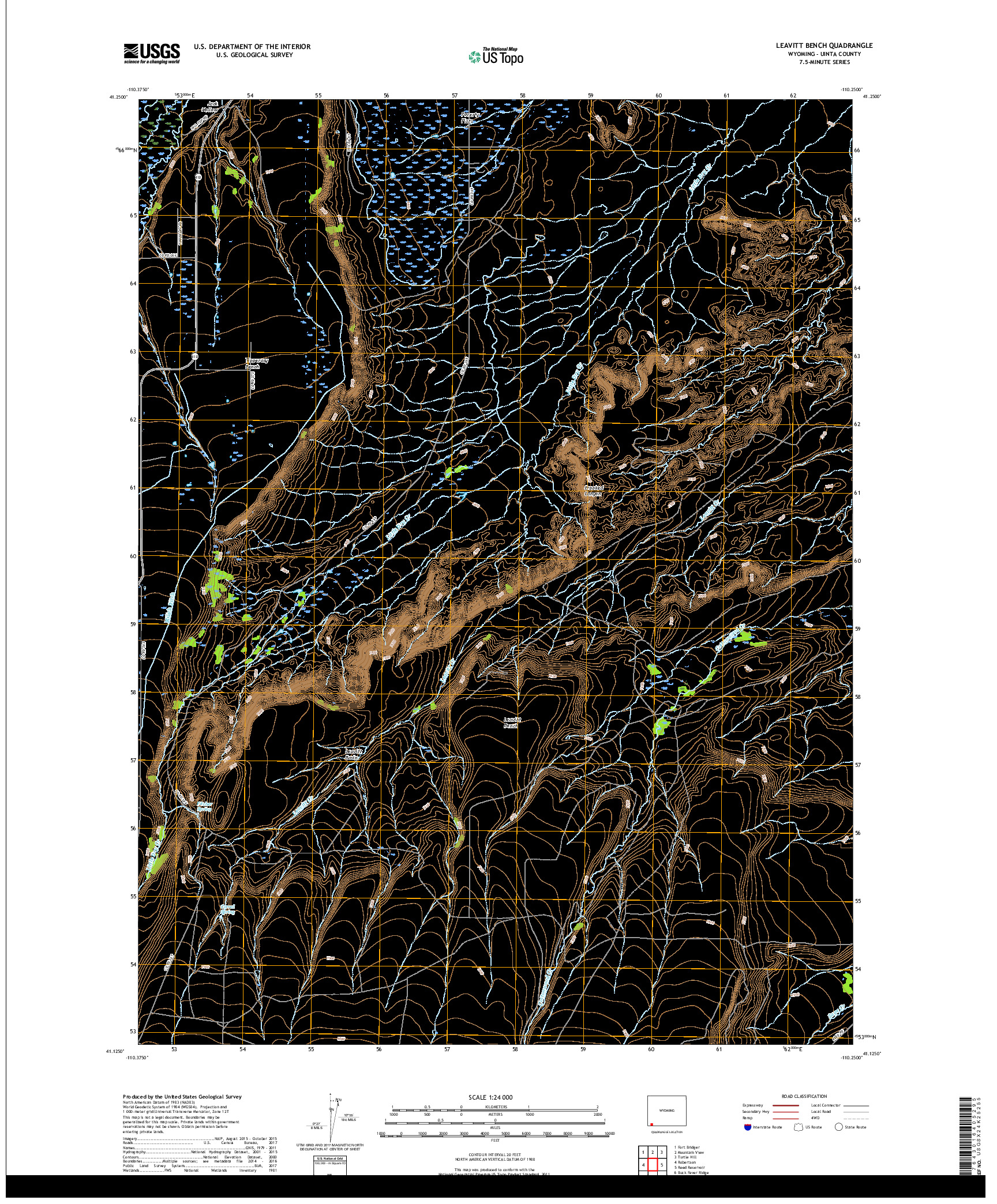 USGS US TOPO 7.5-MINUTE MAP FOR LEAVITT BENCH, WY 2017