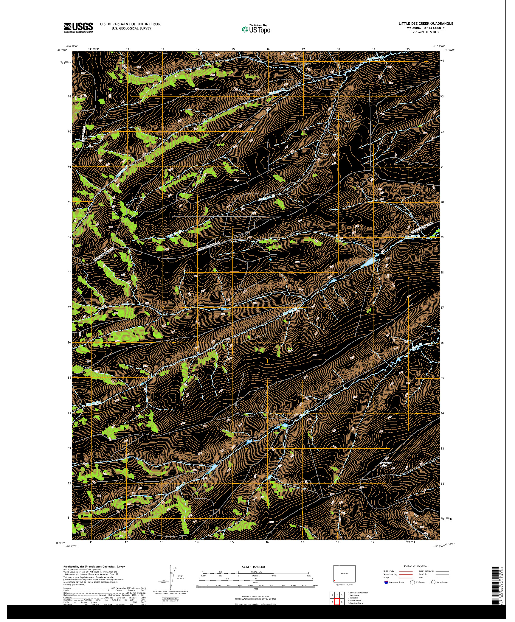 USGS US TOPO 7.5-MINUTE MAP FOR LITTLE DEE CREEK, WY 2017