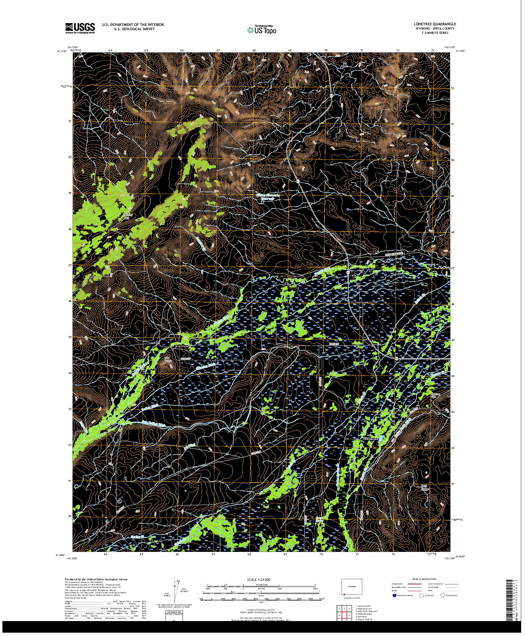 USGS US TOPO 7.5-MINUTE MAP FOR LONETREE, WY 2017