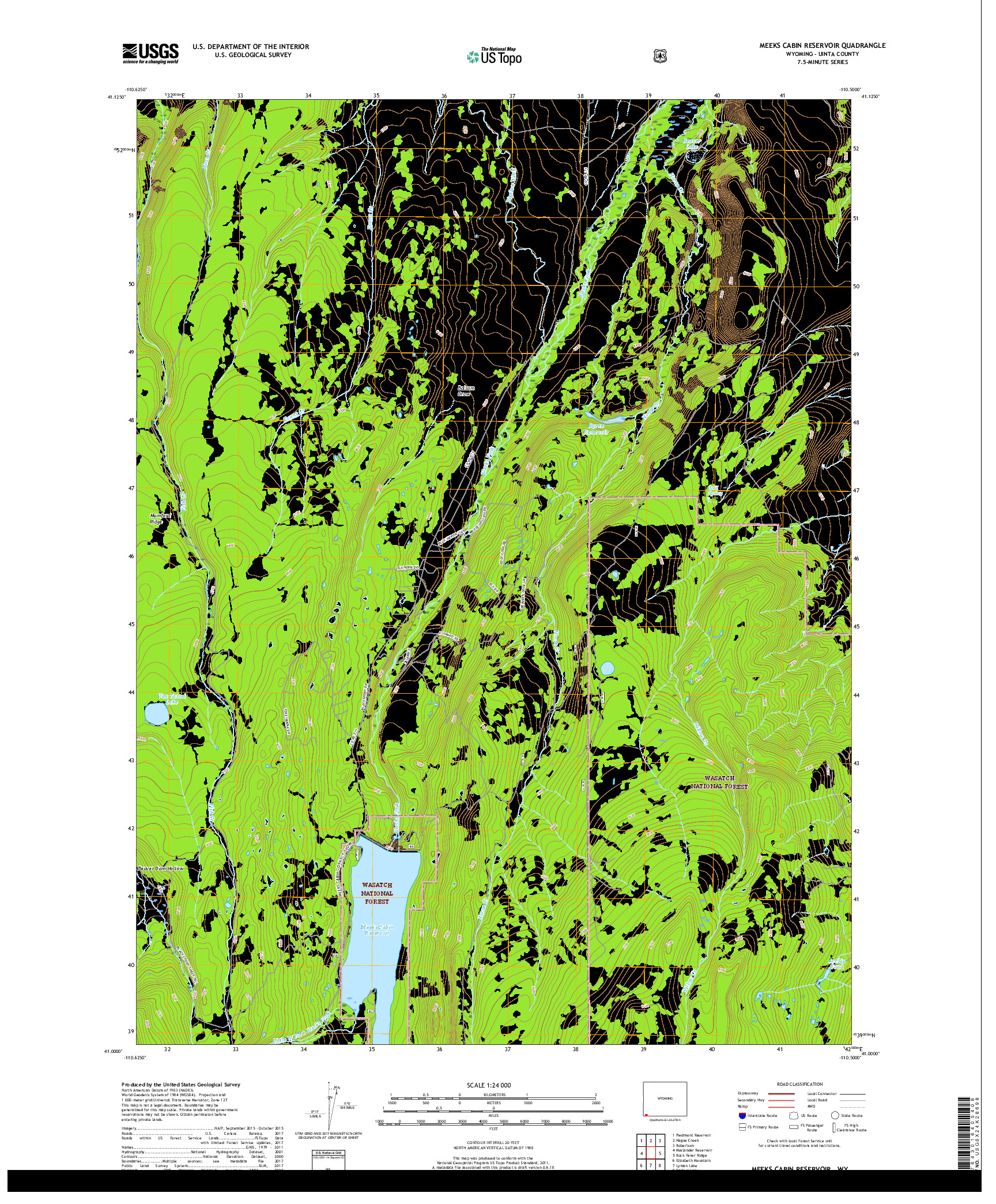 USGS US TOPO 7.5-MINUTE MAP FOR MEEKS CABIN RESERVOIR, WY 2017