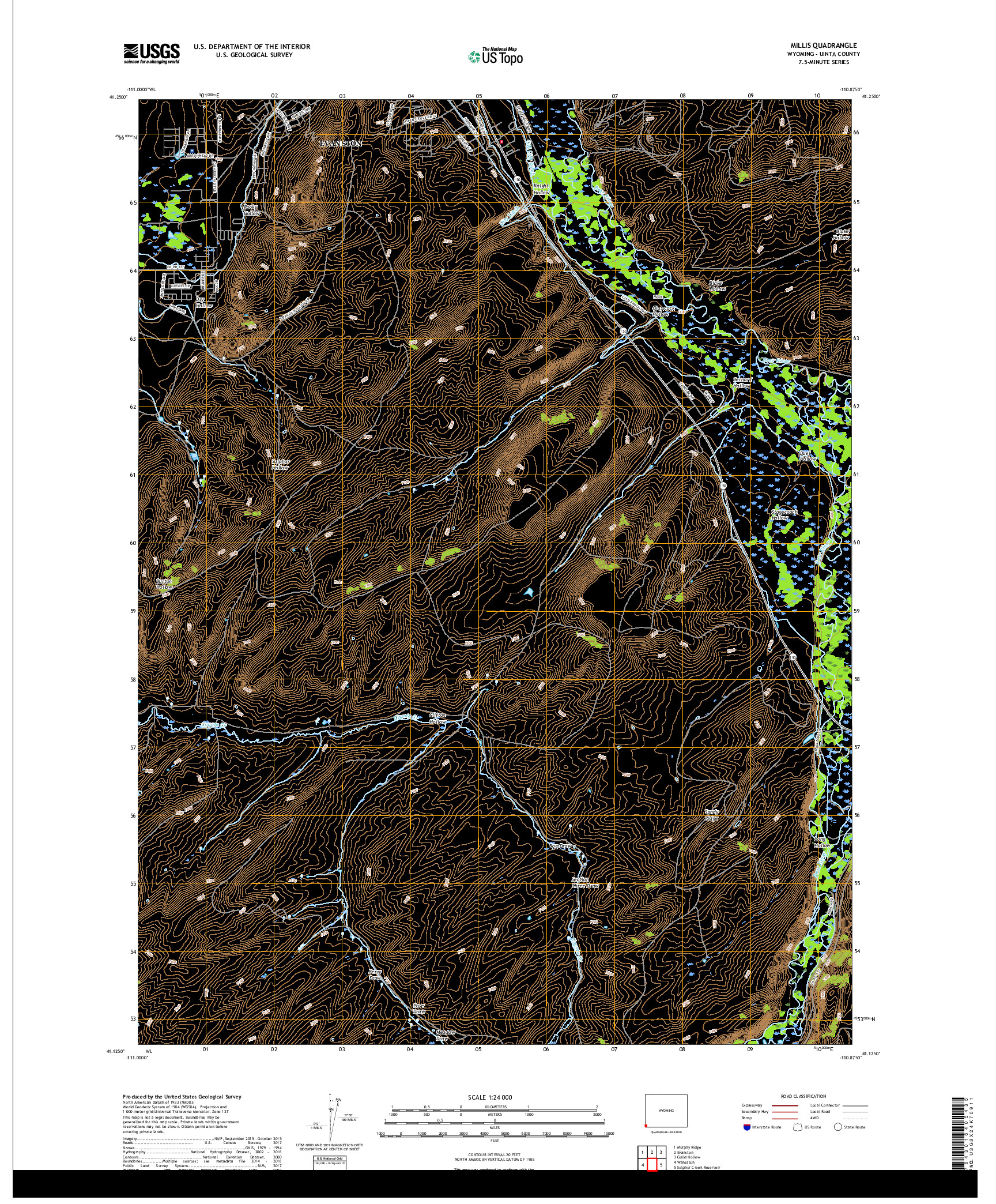 USGS US TOPO 7.5-MINUTE MAP FOR MILLIS, WY 2017