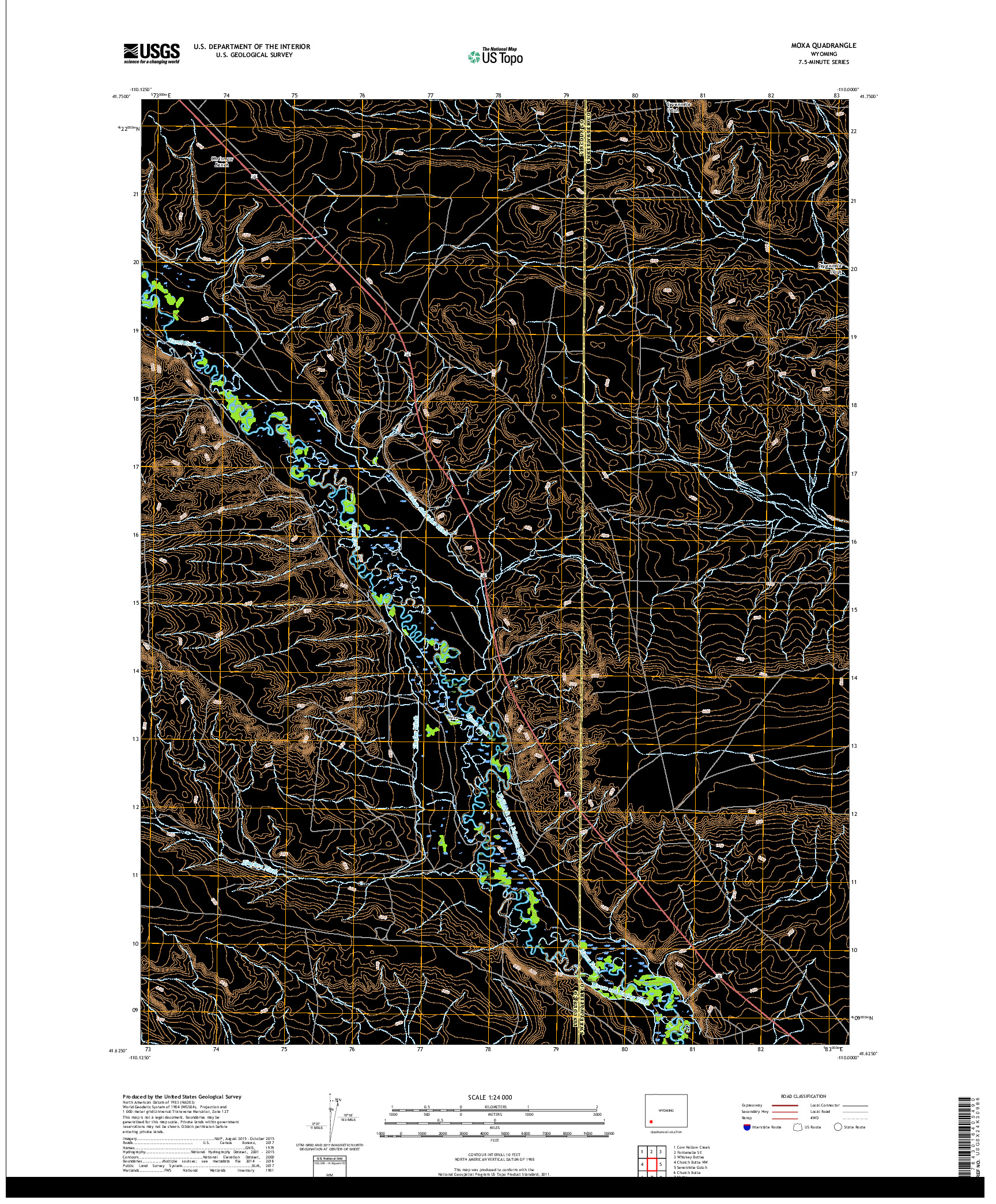 USGS US TOPO 7.5-MINUTE MAP FOR MOXA, WY 2017