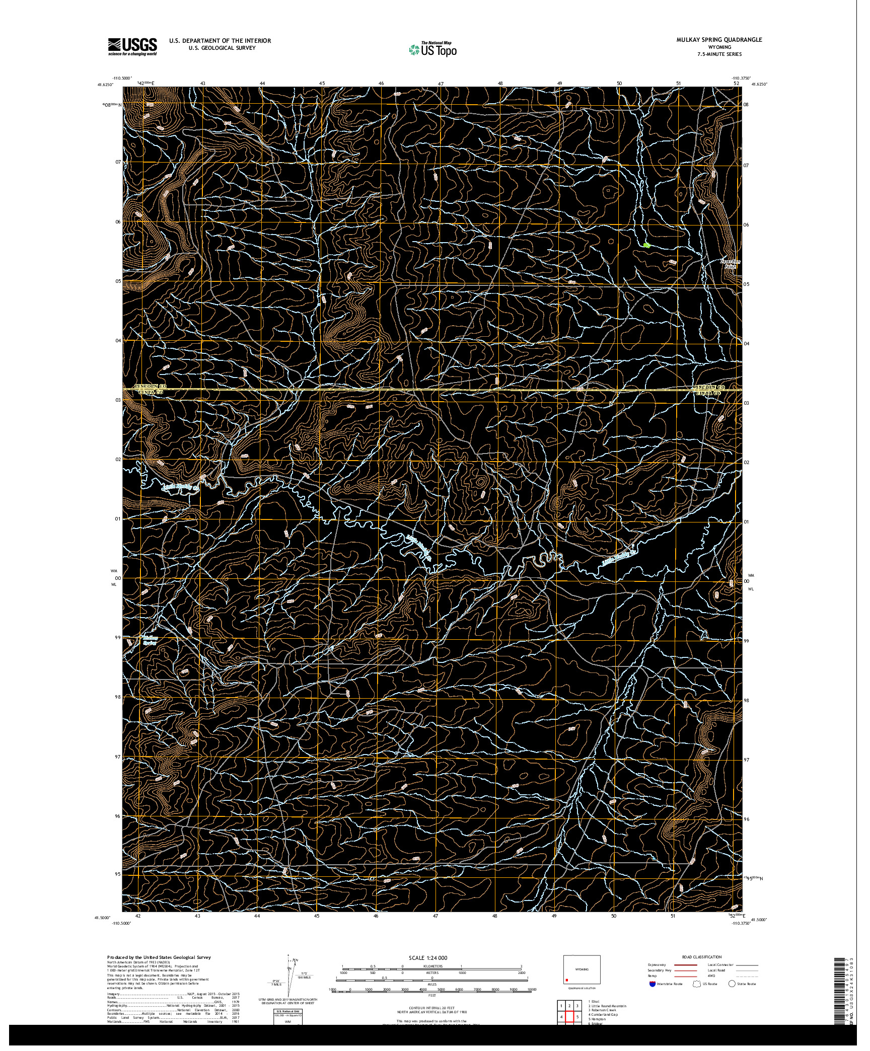 USGS US TOPO 7.5-MINUTE MAP FOR MULKAY SPRING, WY 2017