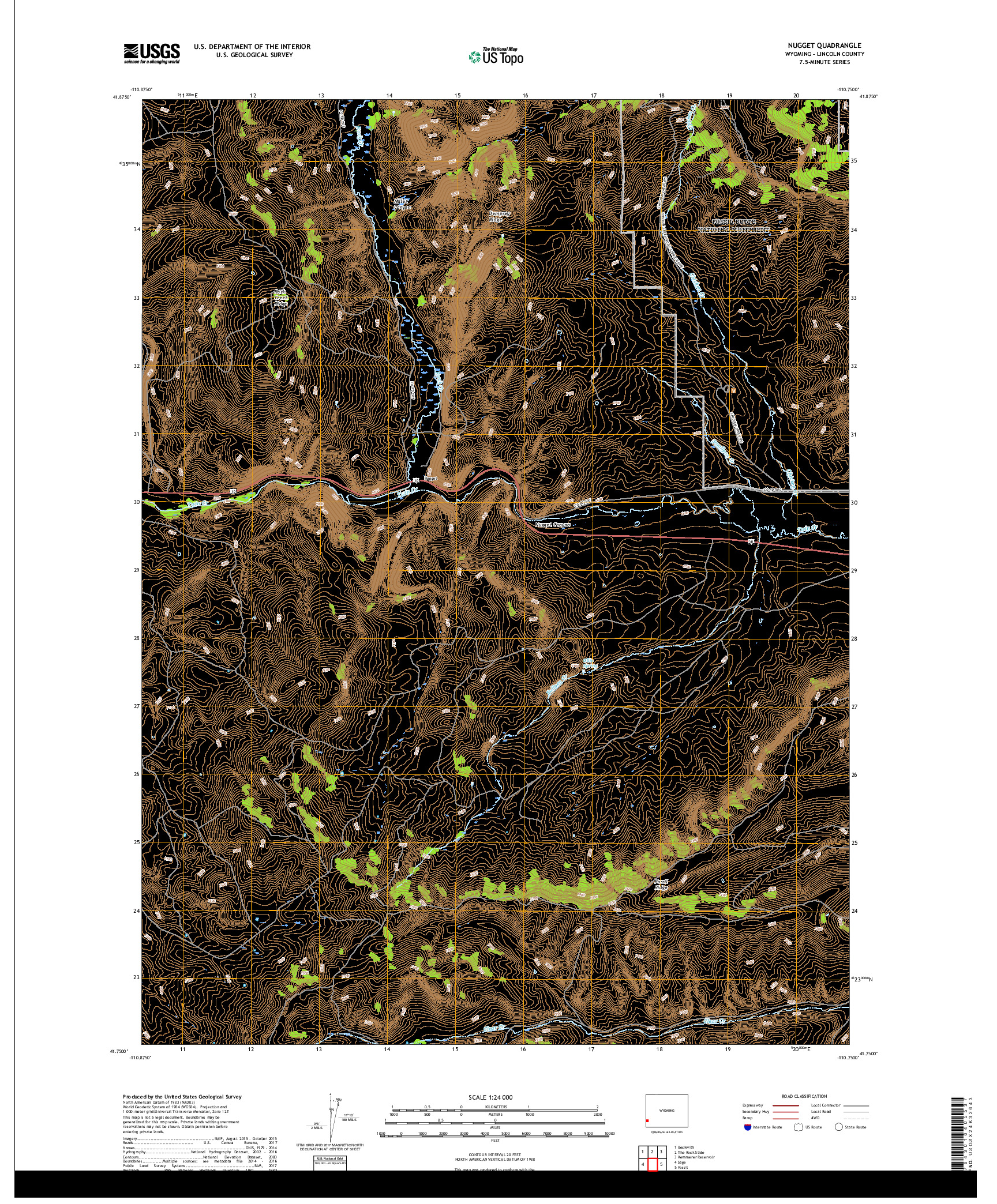 USGS US TOPO 7.5-MINUTE MAP FOR NUGGET, WY 2017