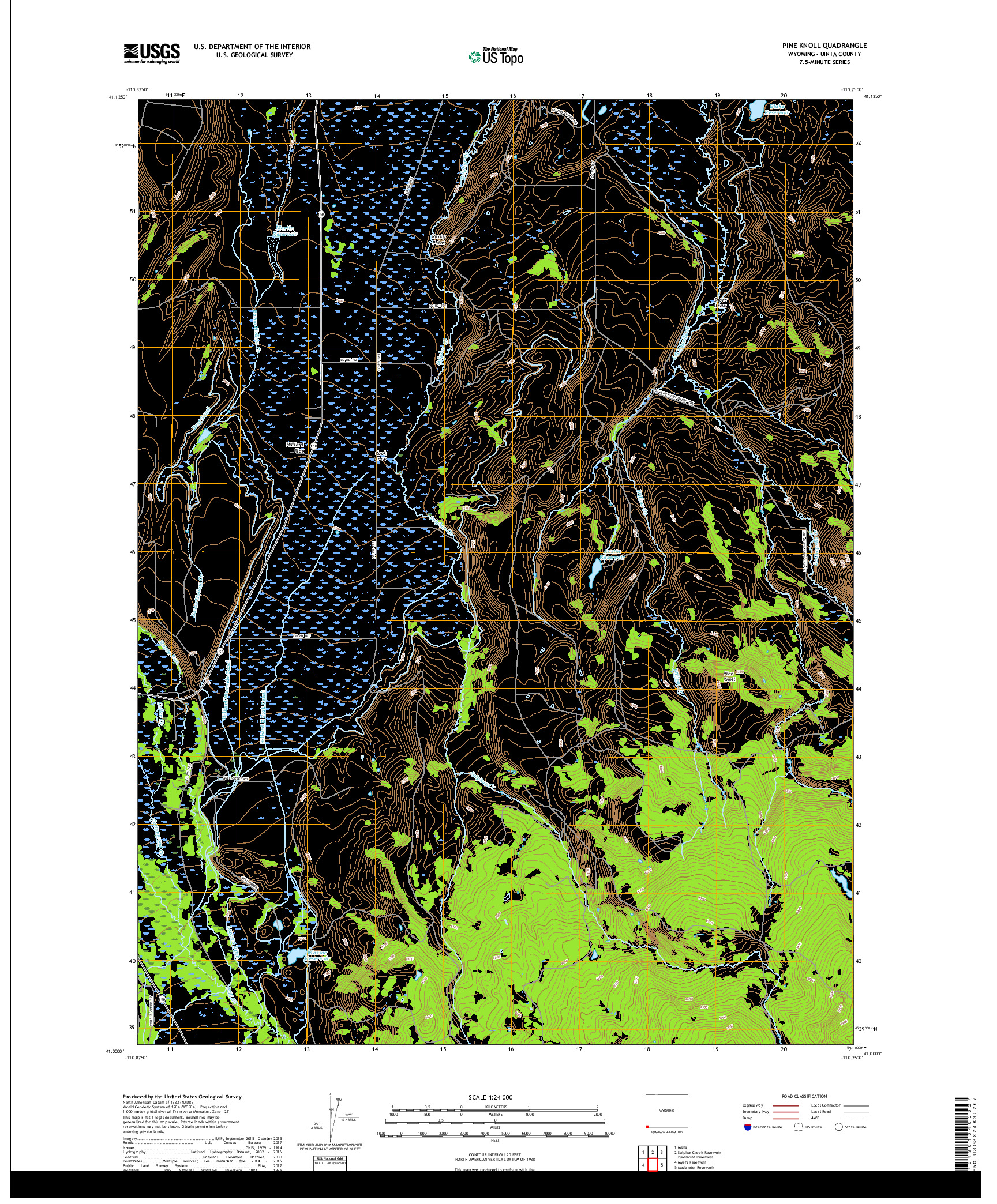 USGS US TOPO 7.5-MINUTE MAP FOR PINE KNOLL, WY 2017