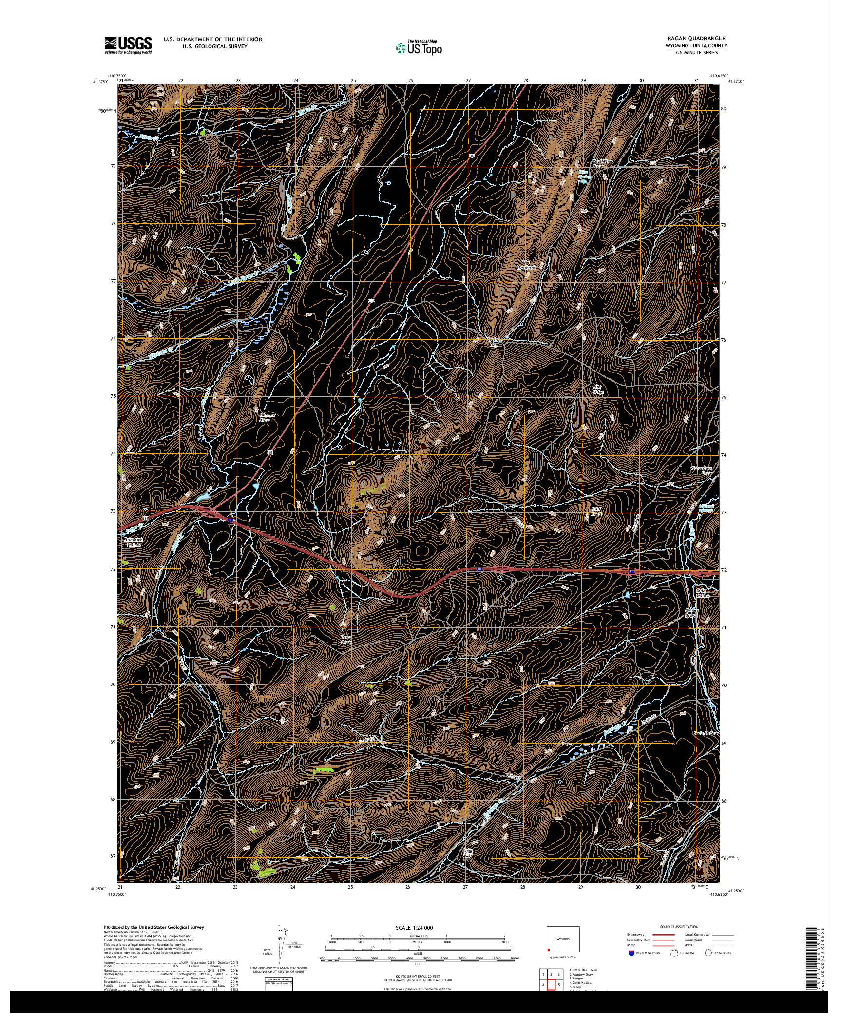 USGS US TOPO 7.5-MINUTE MAP FOR RAGAN, WY 2017