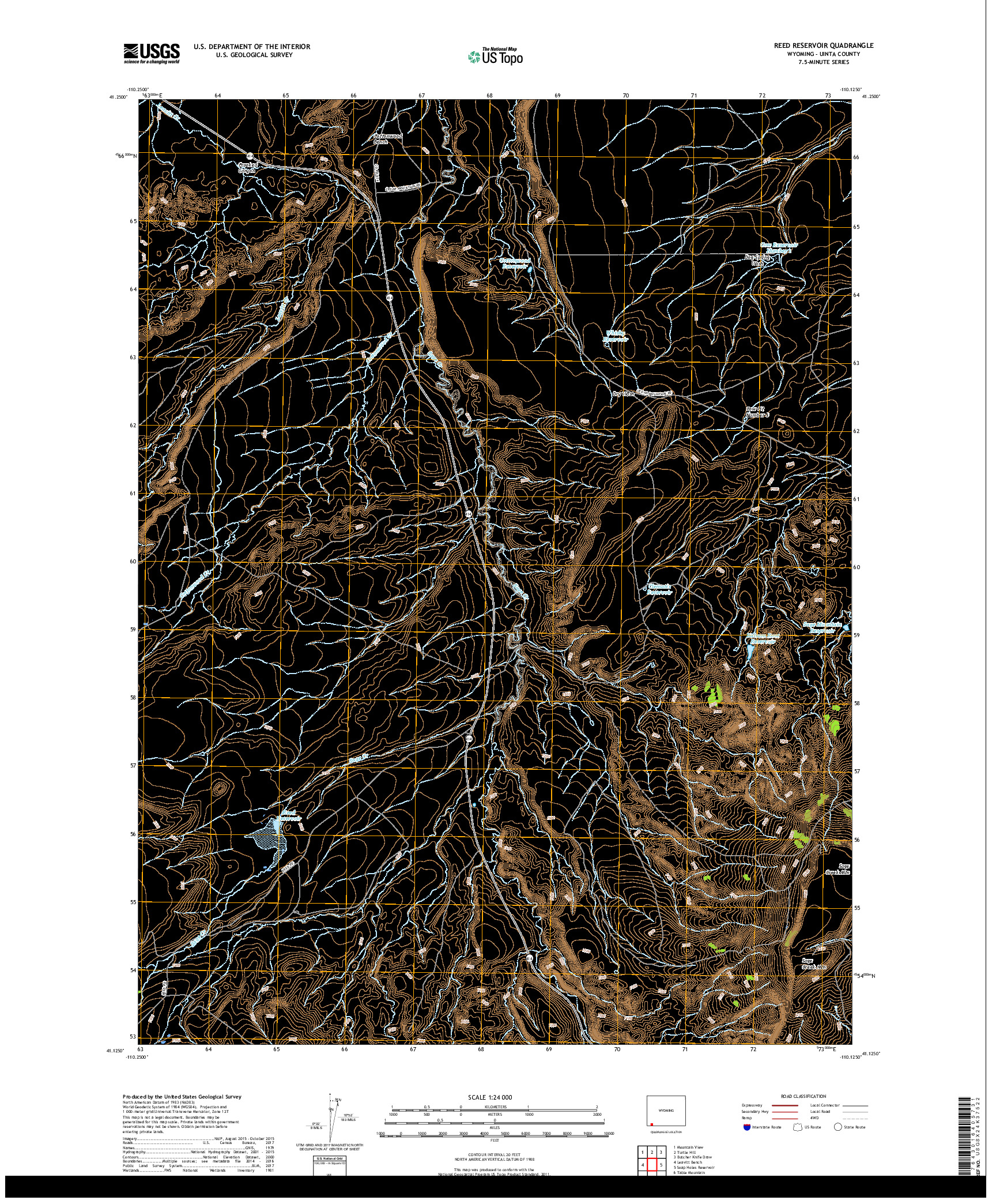 USGS US TOPO 7.5-MINUTE MAP FOR REED RESERVOIR, WY 2017