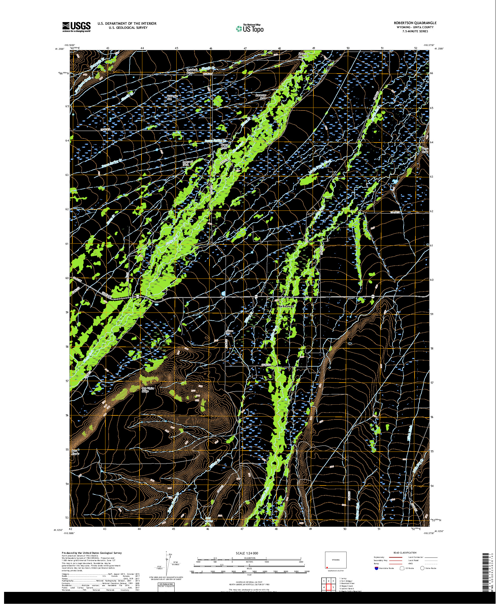 USGS US TOPO 7.5-MINUTE MAP FOR ROBERTSON, WY 2017