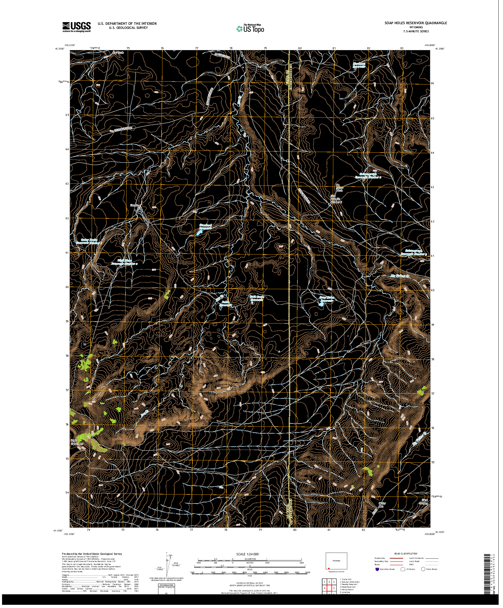 USGS US TOPO 7.5-MINUTE MAP FOR SOAP HOLES RESERVOIR, WY 2017