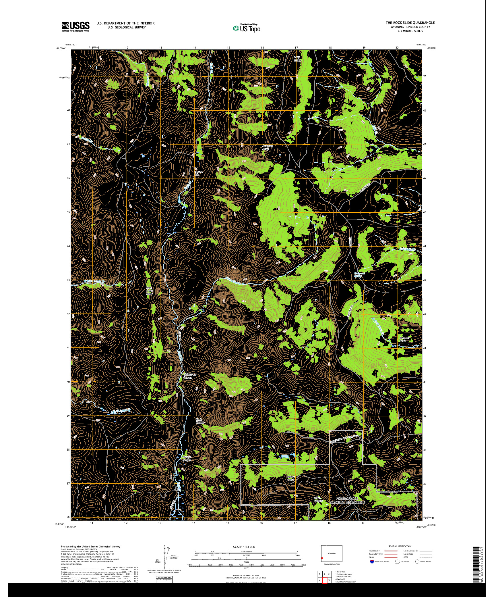 USGS US TOPO 7.5-MINUTE MAP FOR THE ROCK SLIDE, WY 2017