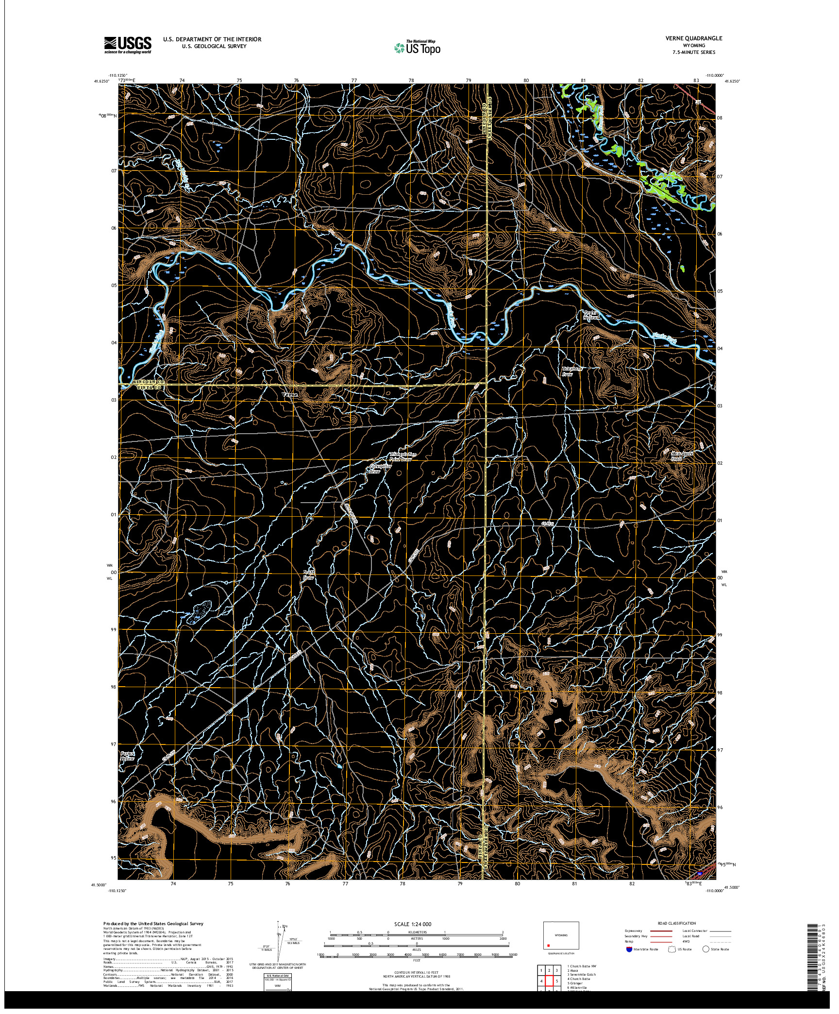 USGS US TOPO 7.5-MINUTE MAP FOR VERNE, WY 2017