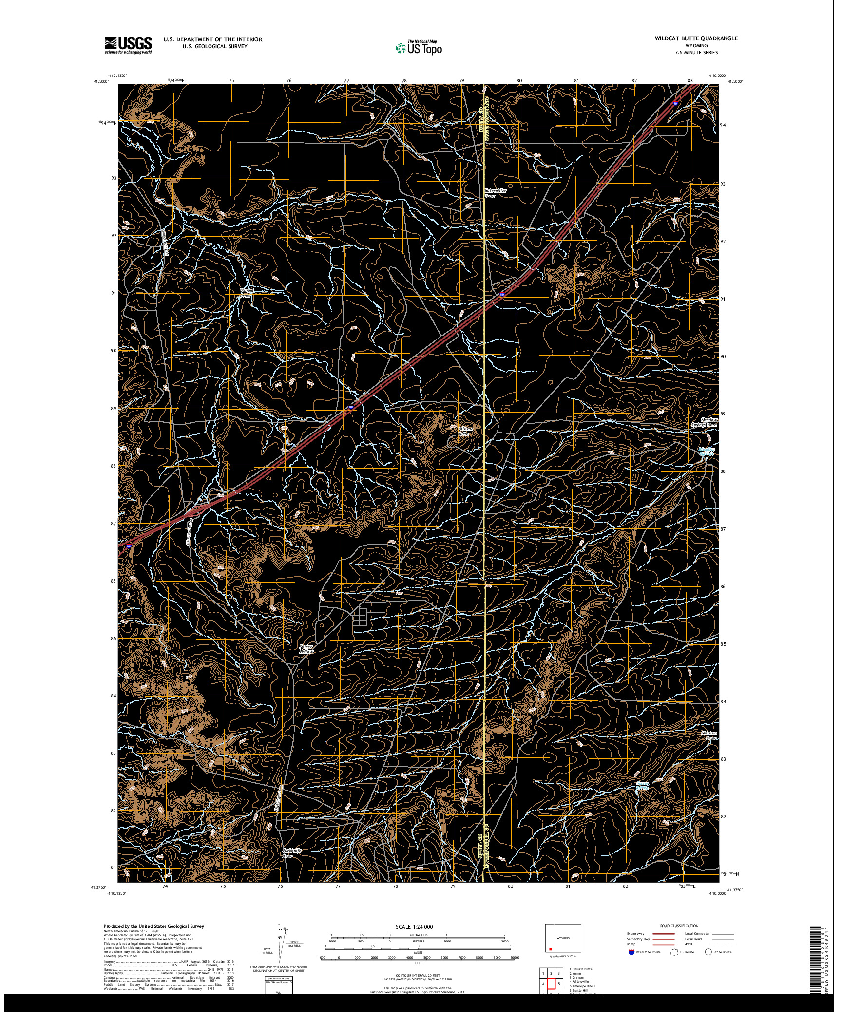 USGS US TOPO 7.5-MINUTE MAP FOR WILDCAT BUTTE, WY 2017
