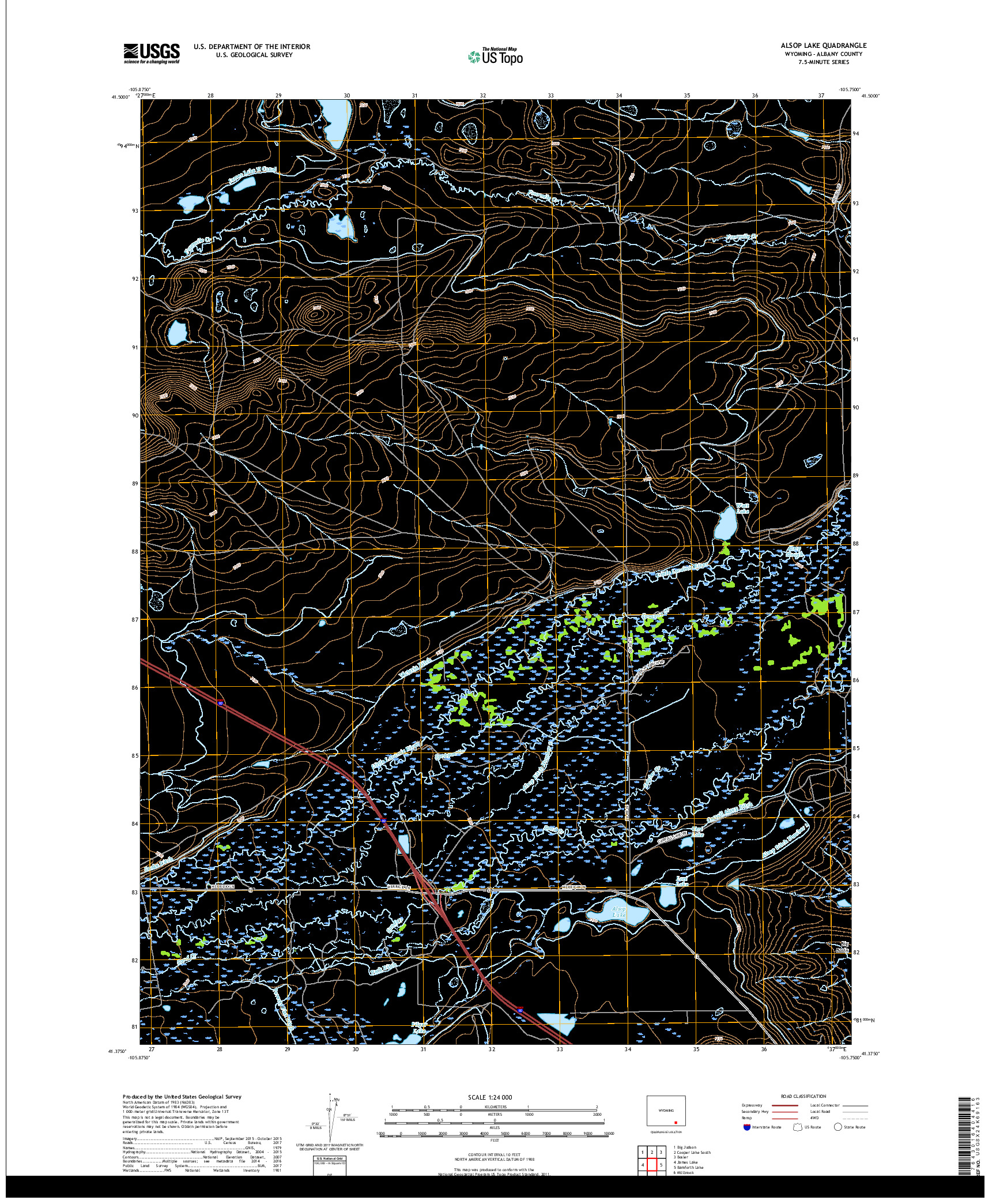 USGS US TOPO 7.5-MINUTE MAP FOR ALSOP LAKE, WY 2017