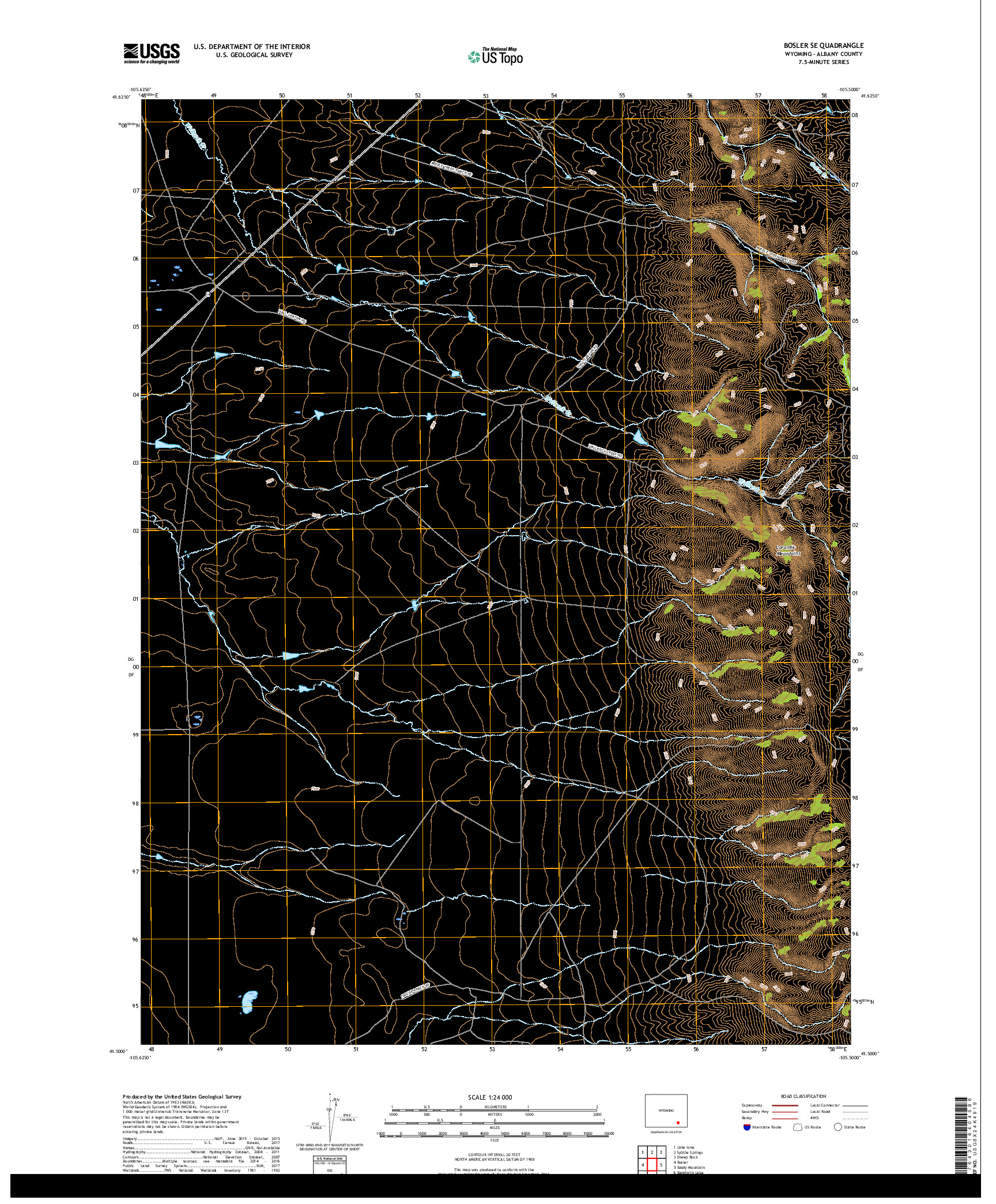 USGS US TOPO 7.5-MINUTE MAP FOR BOSLER SE, WY 2017