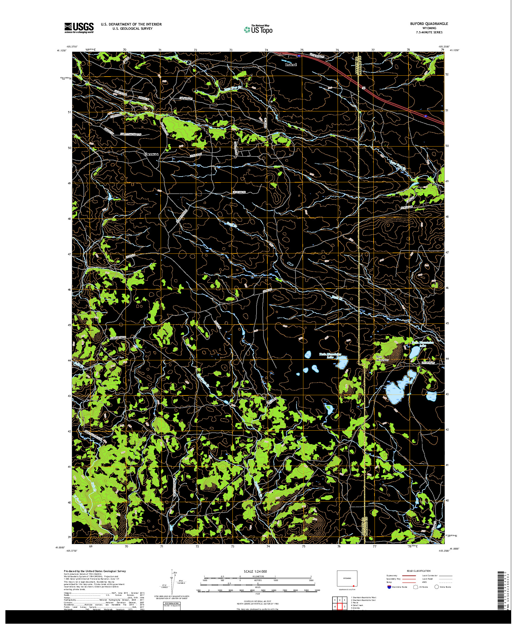 USGS US TOPO 7.5-MINUTE MAP FOR BUFORD, WY 2017