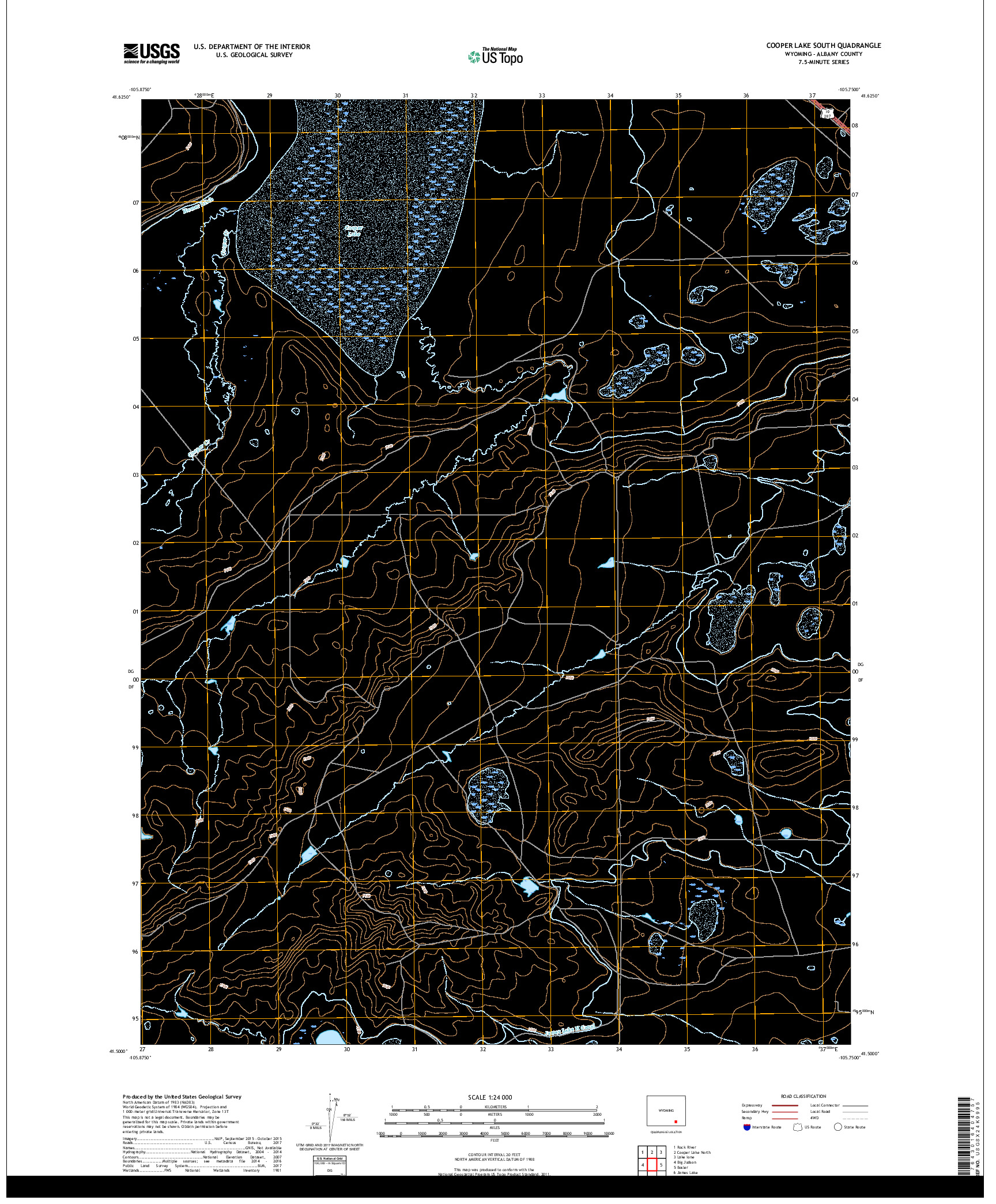 USGS US TOPO 7.5-MINUTE MAP FOR COOPER LAKE SOUTH, WY 2017